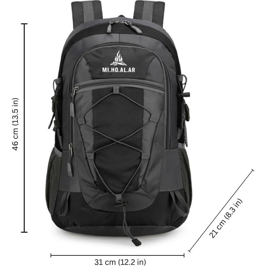 Mochila de Camping 30L Plegable Impermeable Negra - Poliester 420D