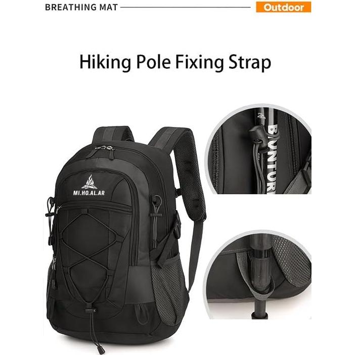 Mochila de Camping 30L Plegable Impermeable Negra - Poliester 420D