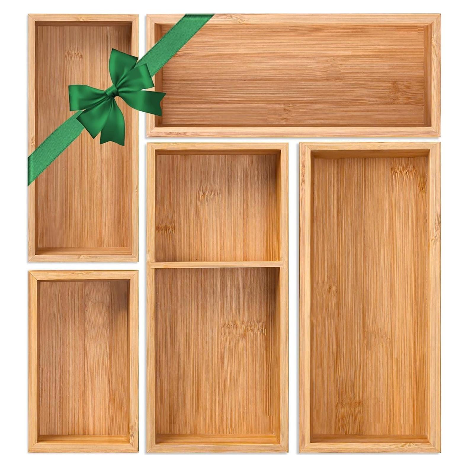Organizador de Cajones de Bambú Buwheekoki 5 Pcs Multiusos