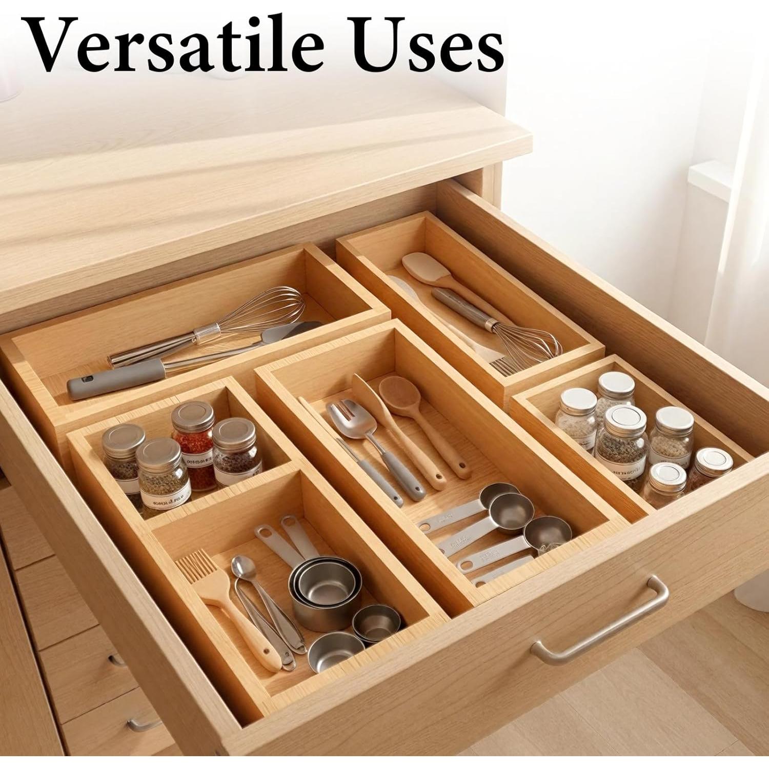 Organizador de Cajones de Bambú Buwheekoki 5 Pcs Multiusos