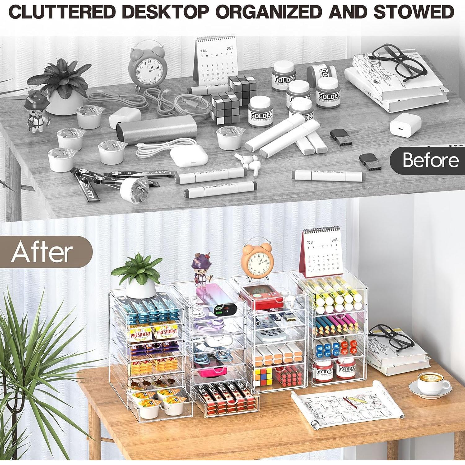 Organizador de Cajones Acrílicos AMALEKO - 21 Cajones Apilables