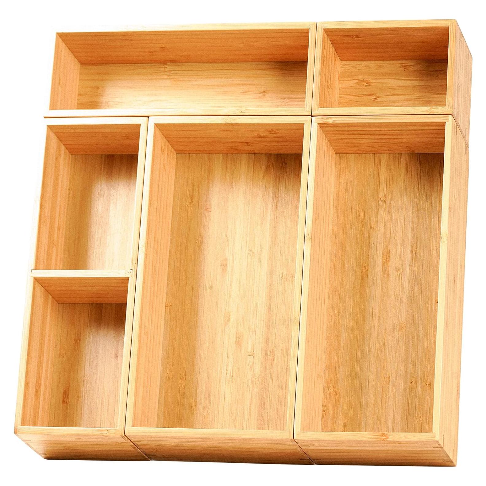 Cajas Organizadoras Umilife de Bambú - Juego de 5, 6.35 cm Altas