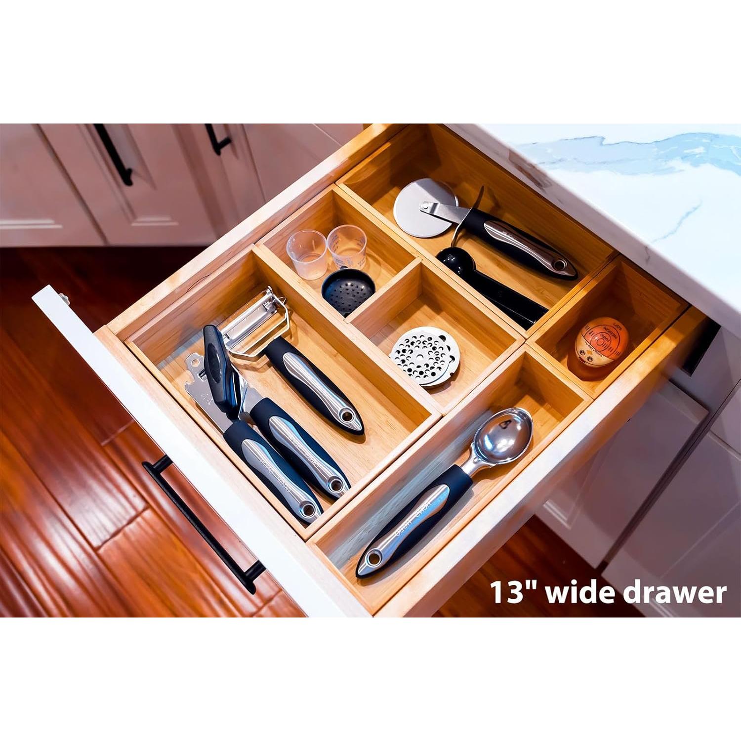 Cajas Organizadoras Umilife de Bambú - Juego de 5, 6.35 cm Altas