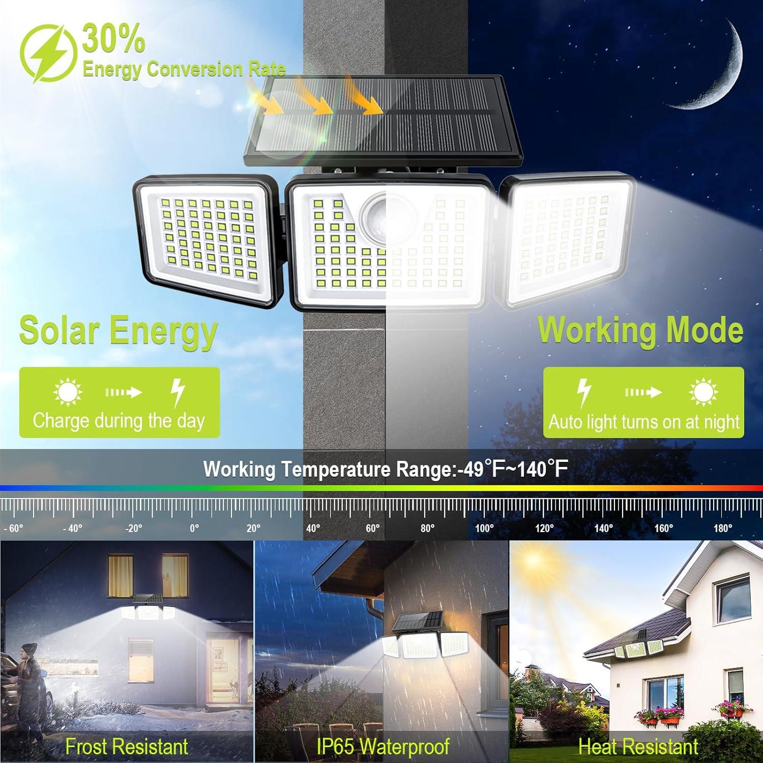 Luces Solares Daphino 2500LM con Sensor de Movimiento 3 Modos