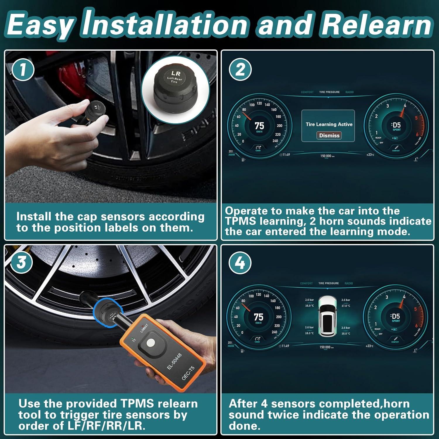Sensor TPMS Masoll para GM Chevy Buick Cadillac 4 Piezas