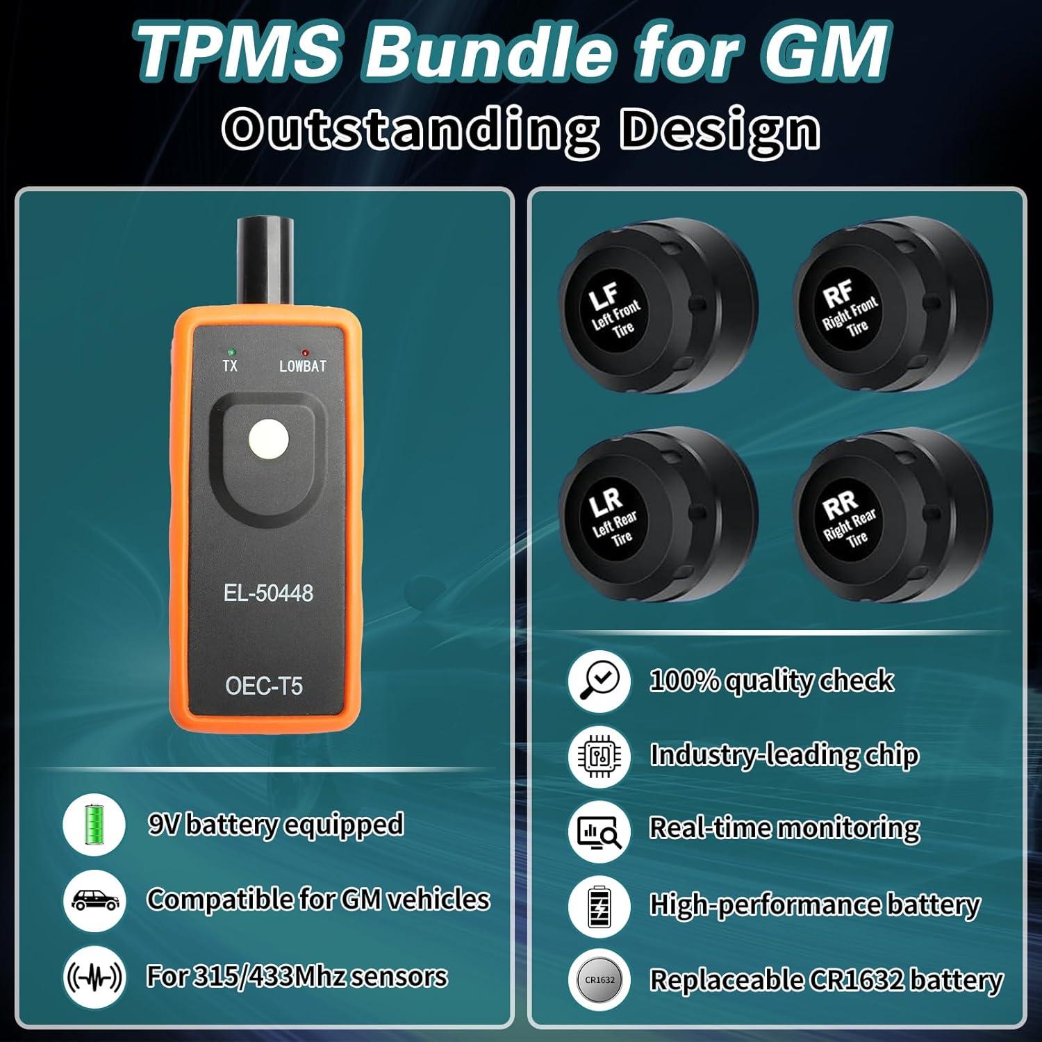 Sensor TPMS Masoll para GM Chevy Buick Cadillac 4 Piezas