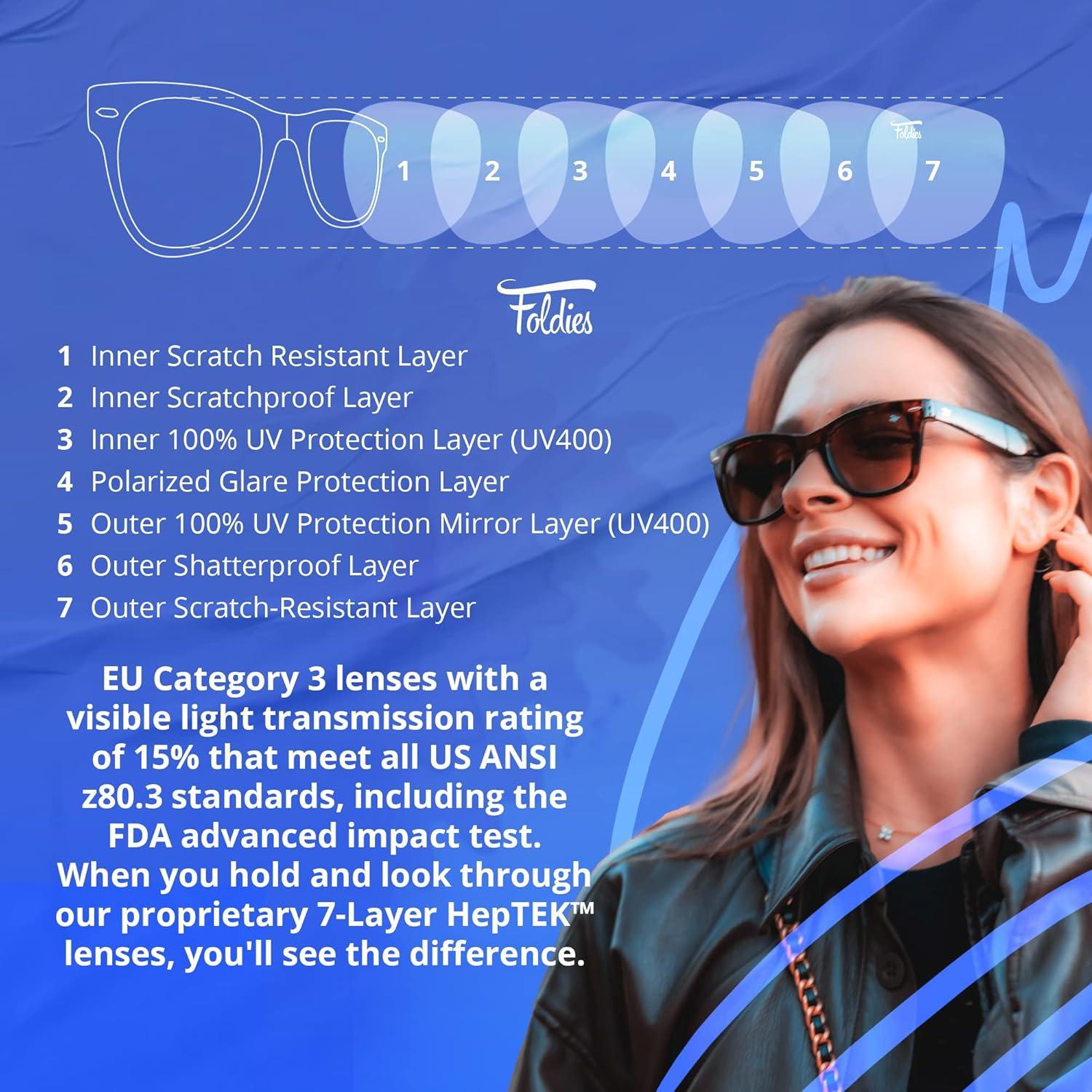 Gafas de sol plegables HepTEK UV400 con estuche de cuero