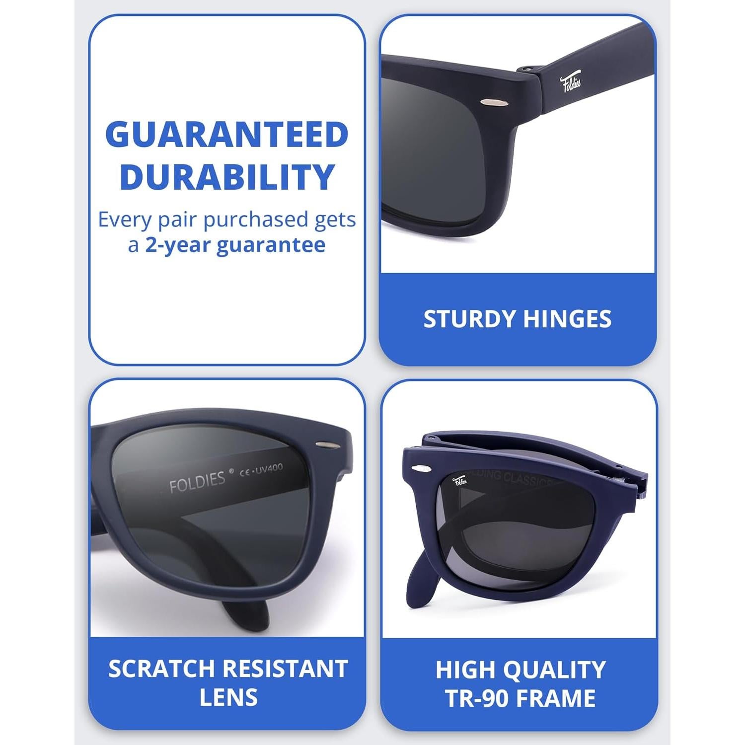 Gafas de sol plegables HepTEK UV400 con estuche de cuero