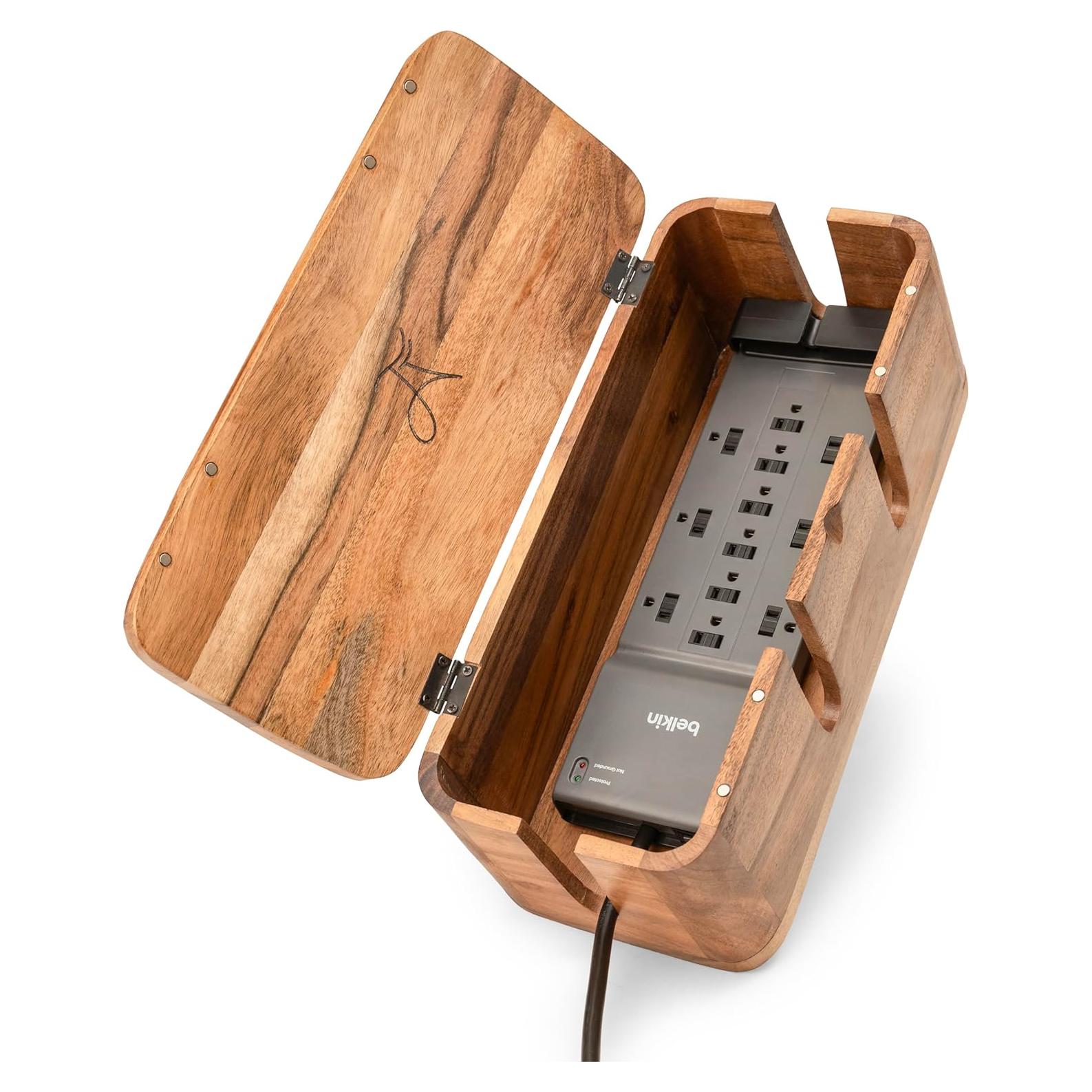 Caja Organizadora de Cables Luxe Designs - Madera Acacia Natural