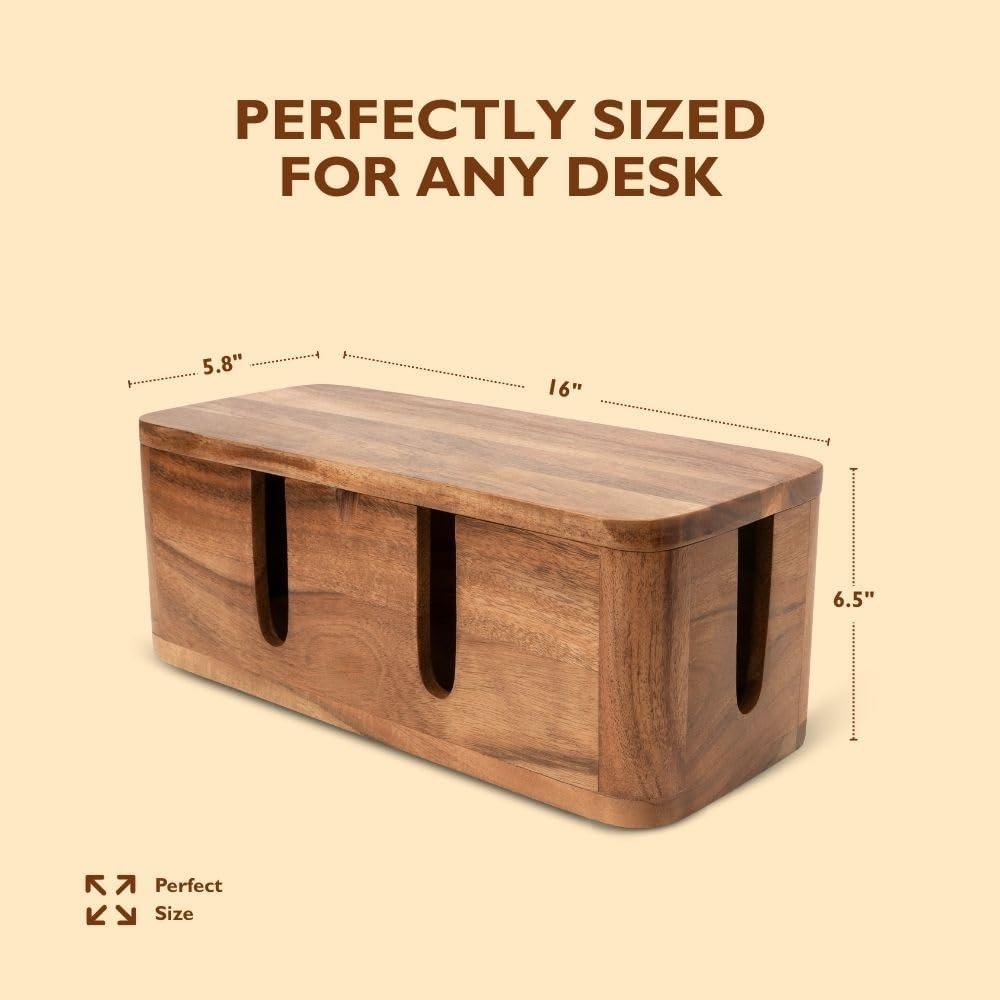 Caja Organizadora de Cables Luxe Designs - Madera Acacia Natural