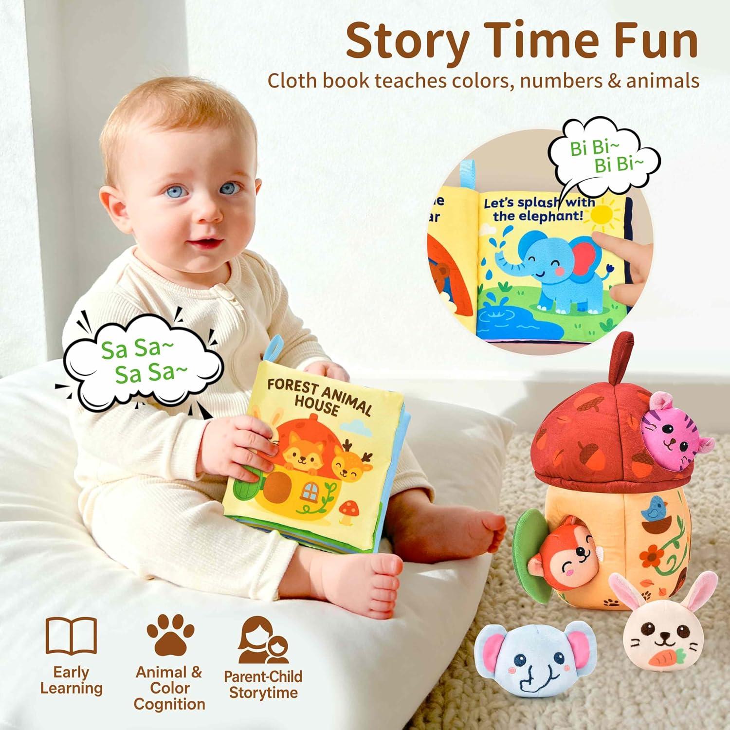 Juguetes Montessori 8 en 1 para Bebés - Casa de Bellota y Animales