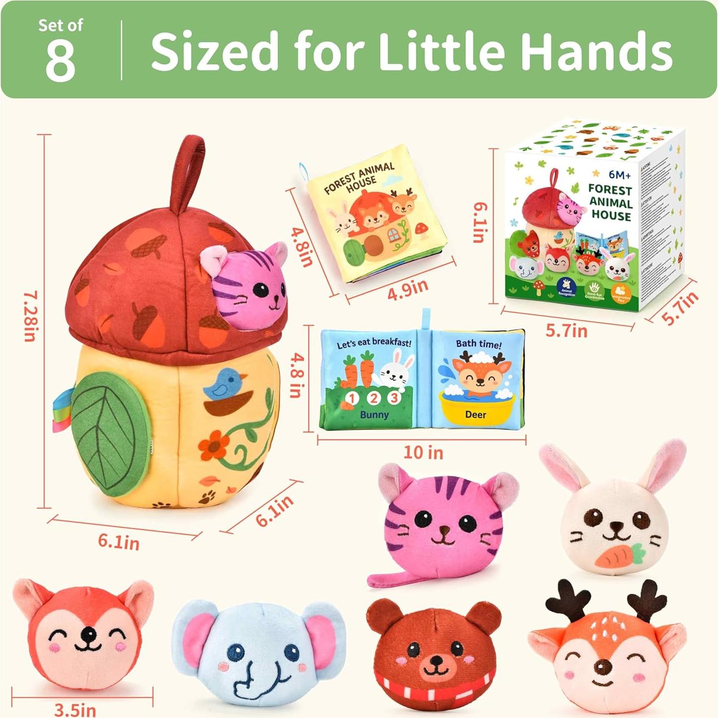 Juguetes Montessori 8 en 1 para Bebés - Casa de Bellota y Animales