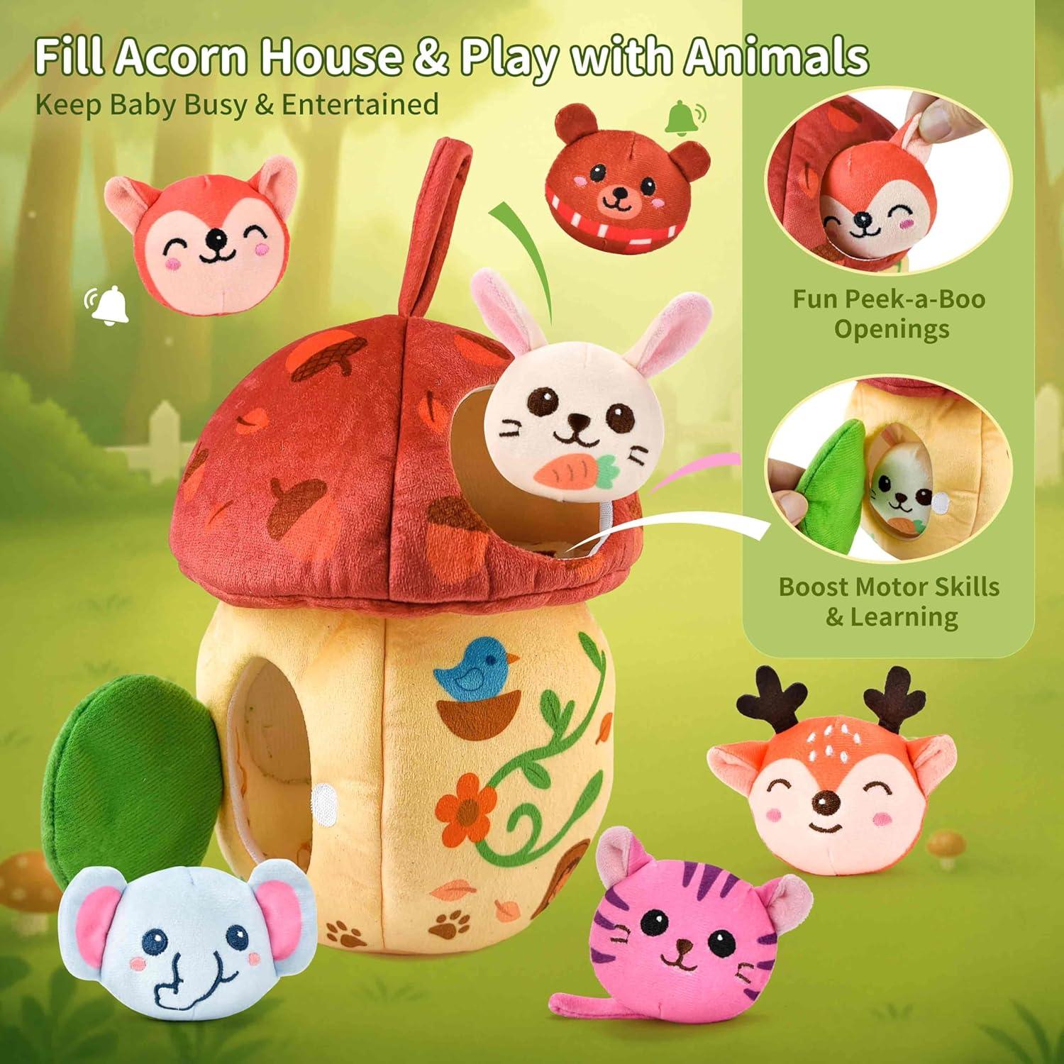 Juguetes Montessori 8 en 1 para Bebés - Casa de Bellota y Animales