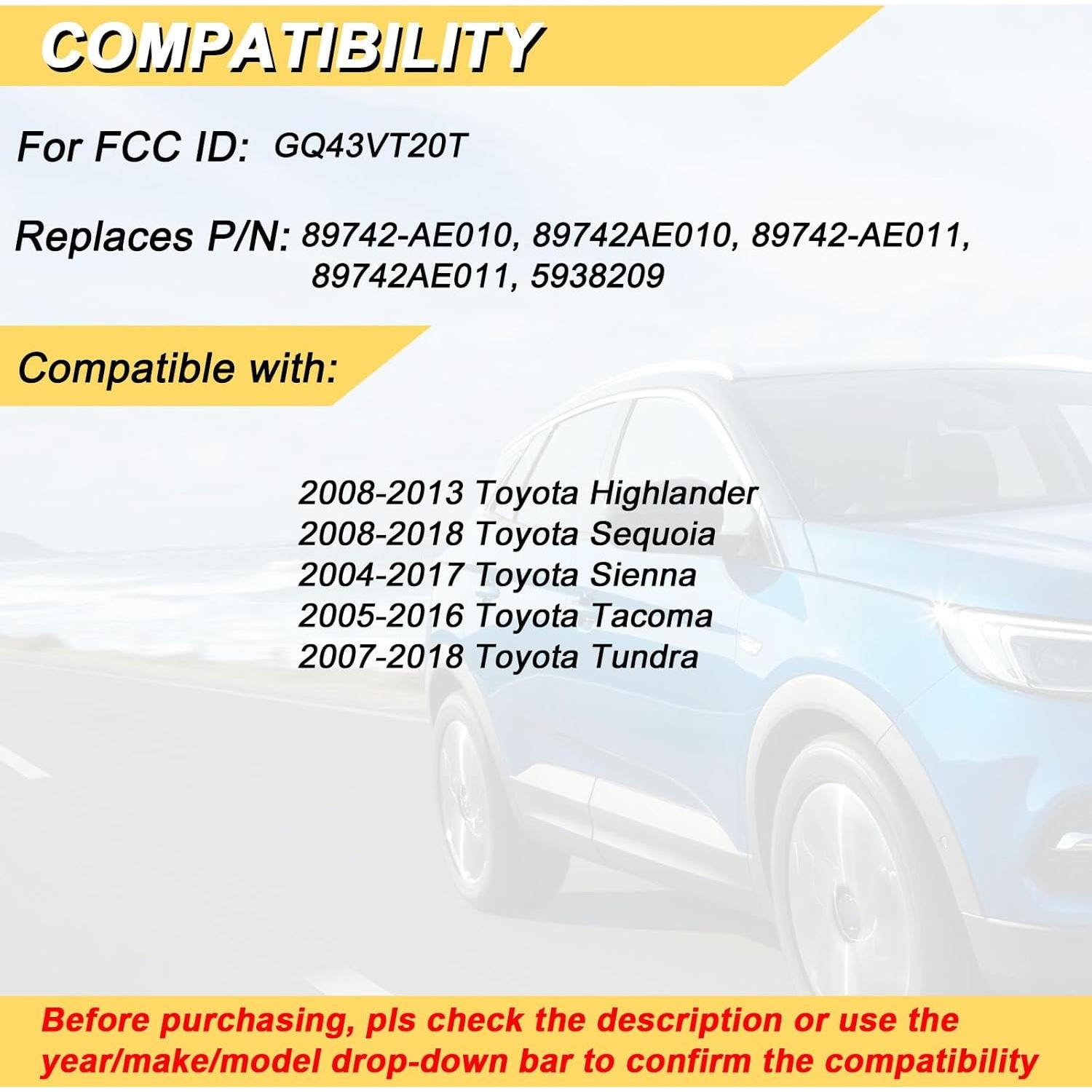 Llavero de Reemplazo Toyota Vurkcy GQ43VT20T 3 Botones