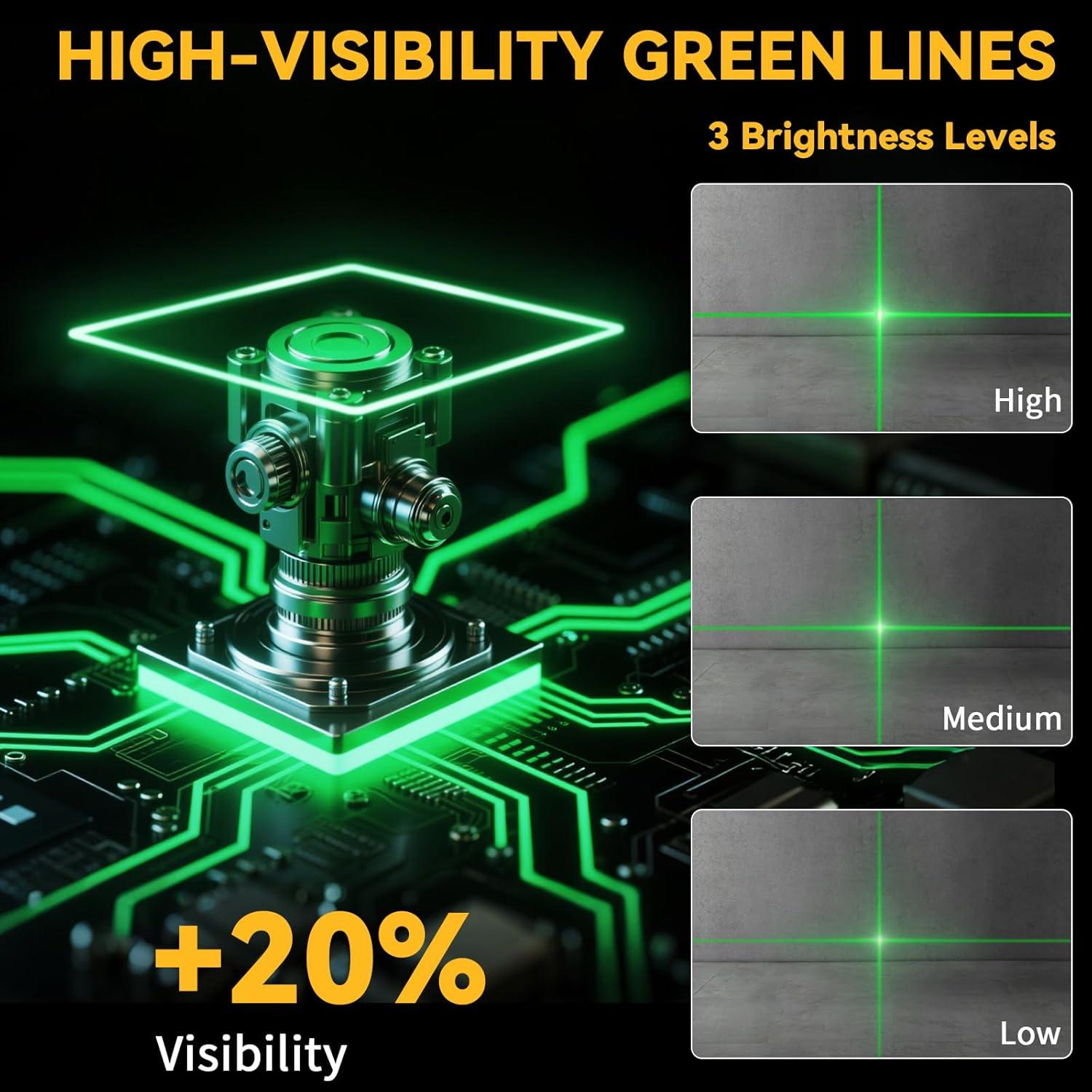Nivel Láser 4D Autonivelante ASOBRIS con Trípode y Control Remoto