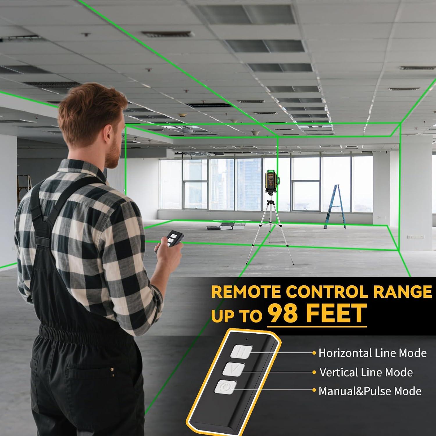 Nivel Láser 4D Autonivelante ASOBRIS con Trípode y Control Remoto