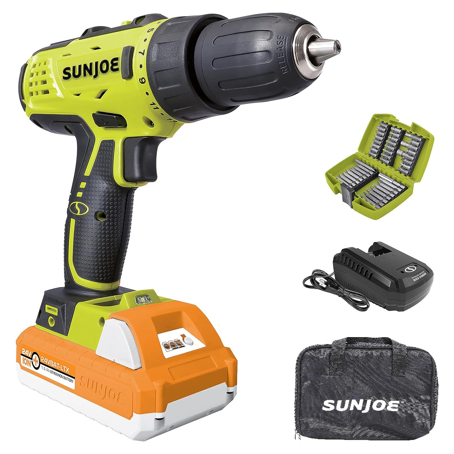 Taladro Inalámbrico Sun Joe 24V-DDK-LTX 2 Velocidades 1.5Ah