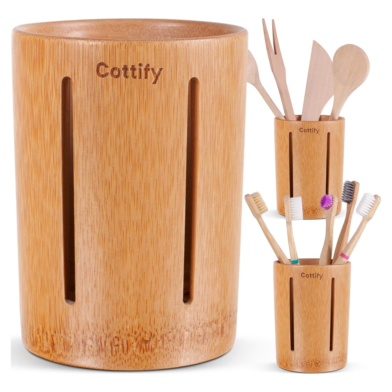 Soporte de Cepillo de Dientes de Bambú Cottify - Drenaje Rápido