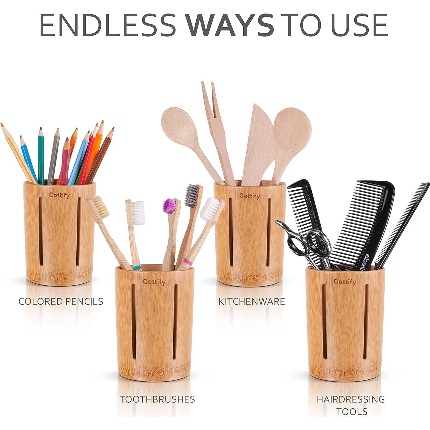 Soporte de Cepillo de Dientes de Bambú Cottify - Drenaje Rápido