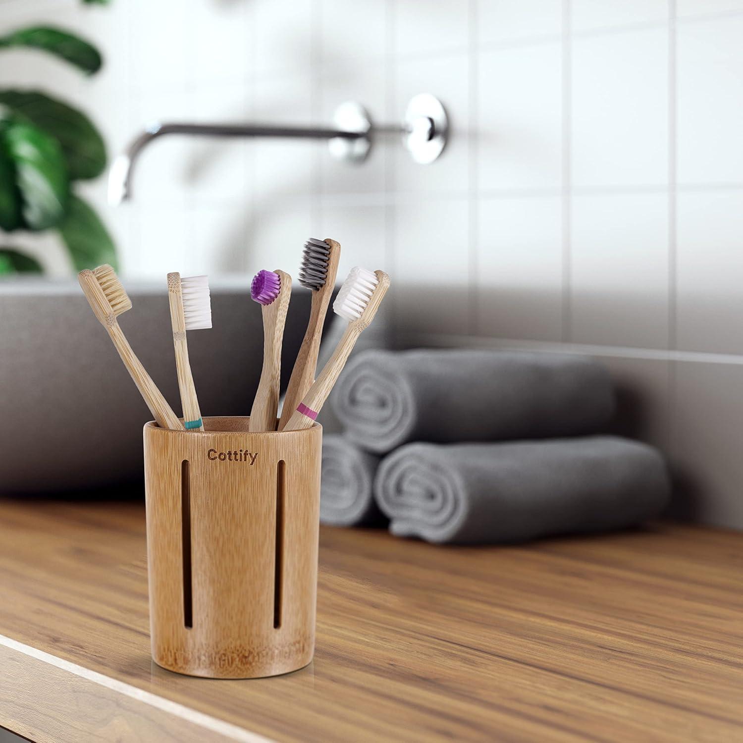 Soporte de Cepillo de Dientes de Bambú Cottify - Drenaje Rápido