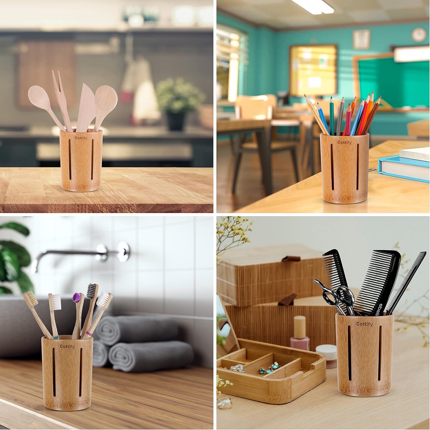 Soporte de Cepillo de Dientes de Bambú Cottify - Drenaje Rápido
