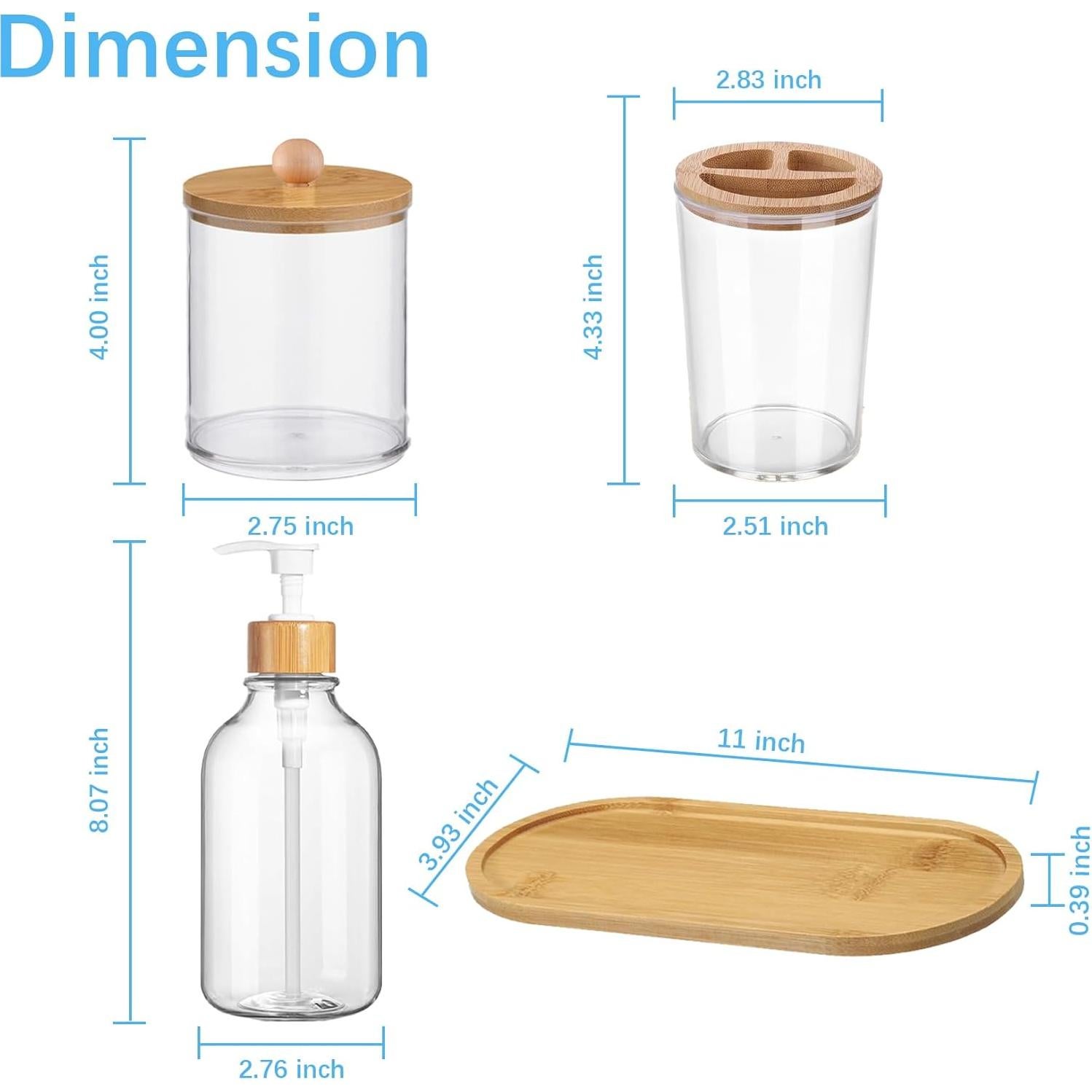 Juego de Accesorios de Baño de Bambú 5 Piezas KIUSOWAYD