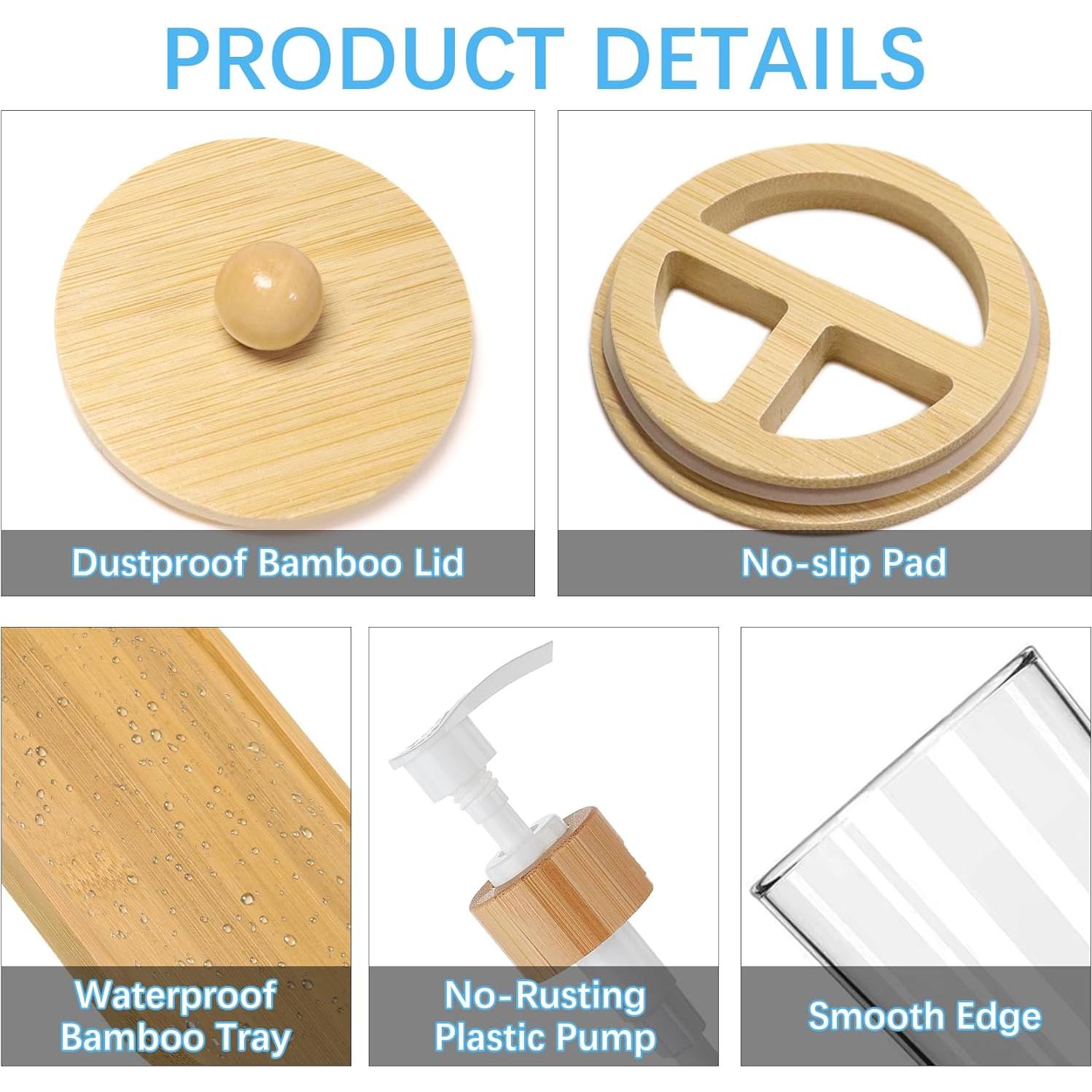 Juego de Accesorios de Baño de Bambú 5 Piezas KIUSOWAYD