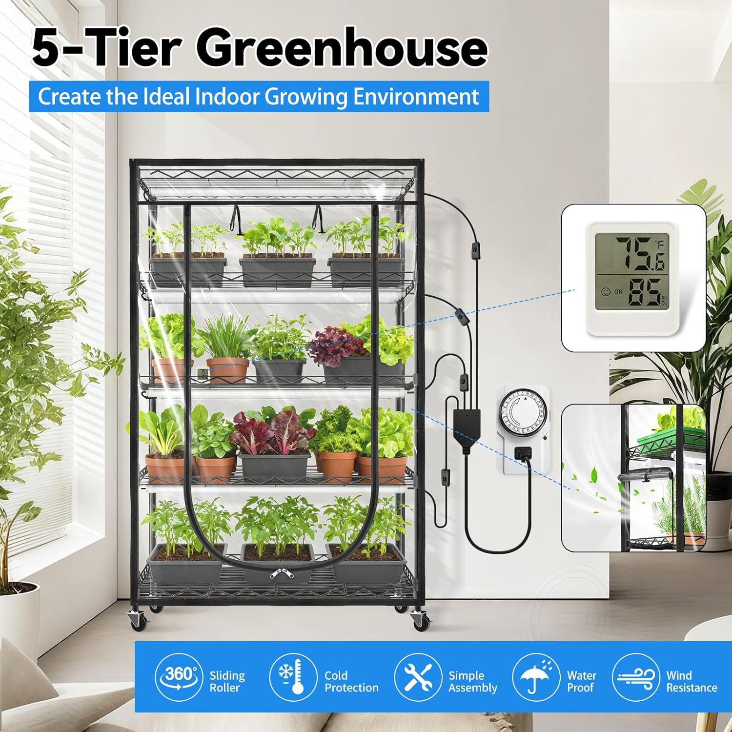 Invernadero Interior JESLED 90x35cm con Luz LED y Temporizador