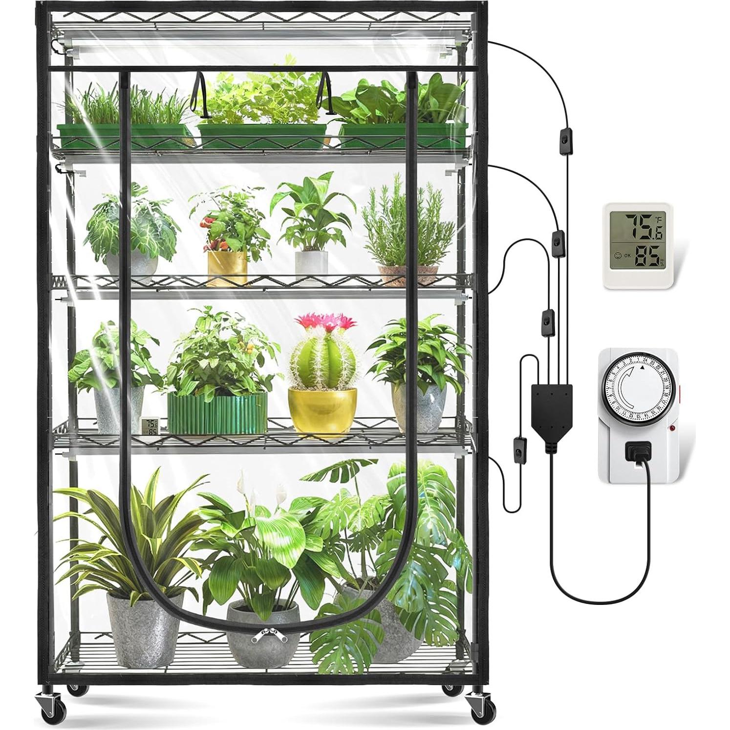 Invernadero Interior JESLED 90x35cm con Luz LED y Temporizador