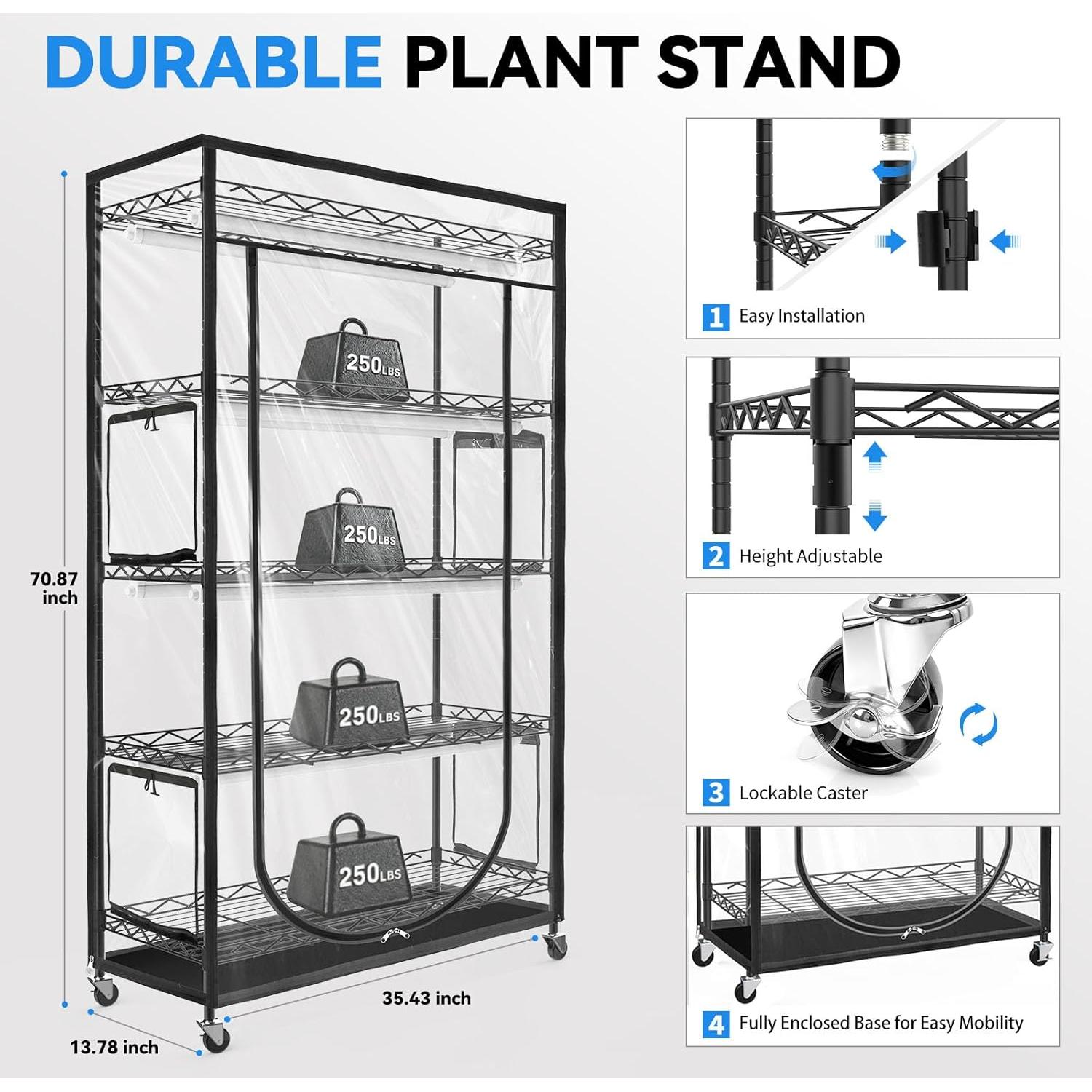 Invernadero Interior JESLED 90x35cm con Luz LED y Temporizador