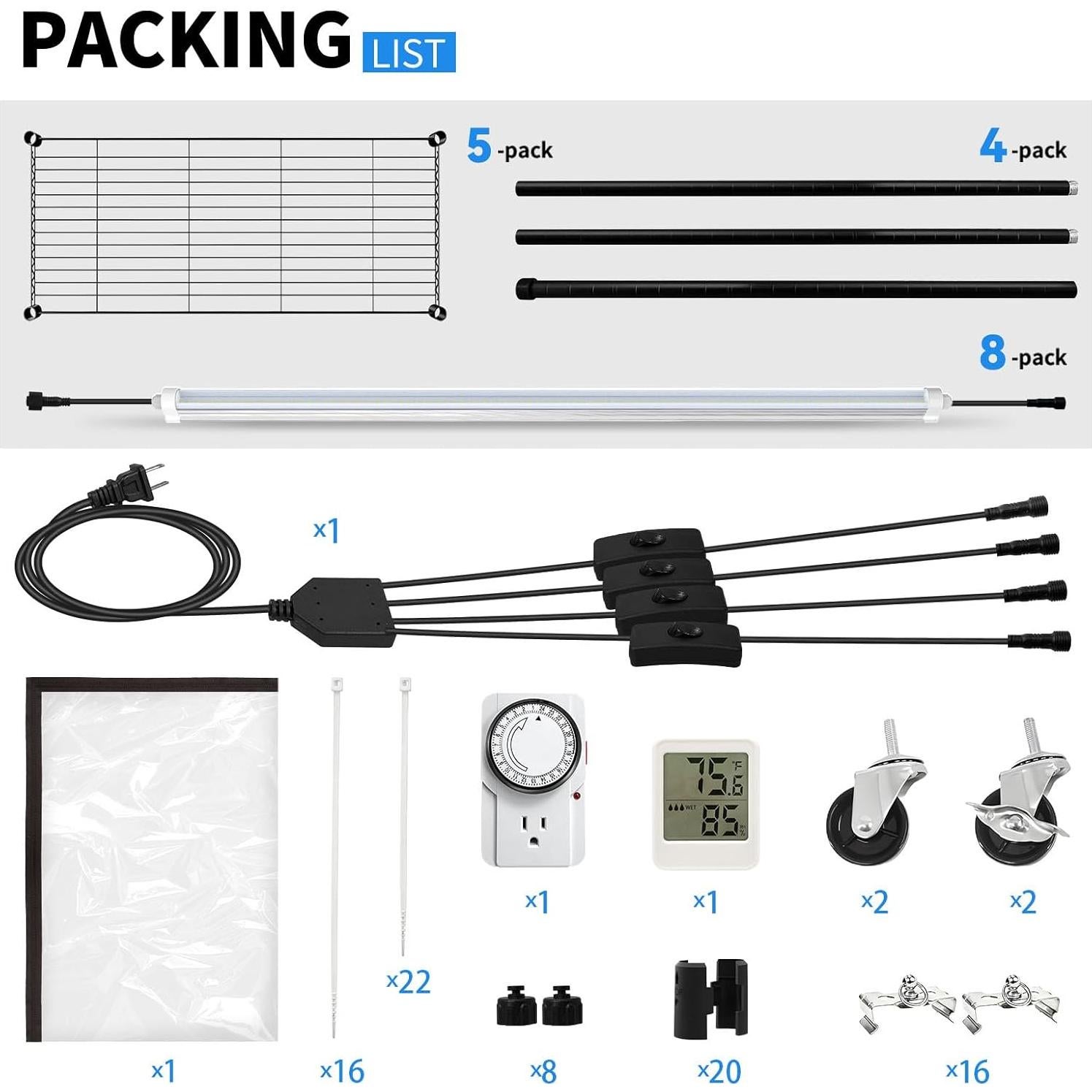 Invernadero Interior JESLED 90x35cm con Luz LED y Temporizador