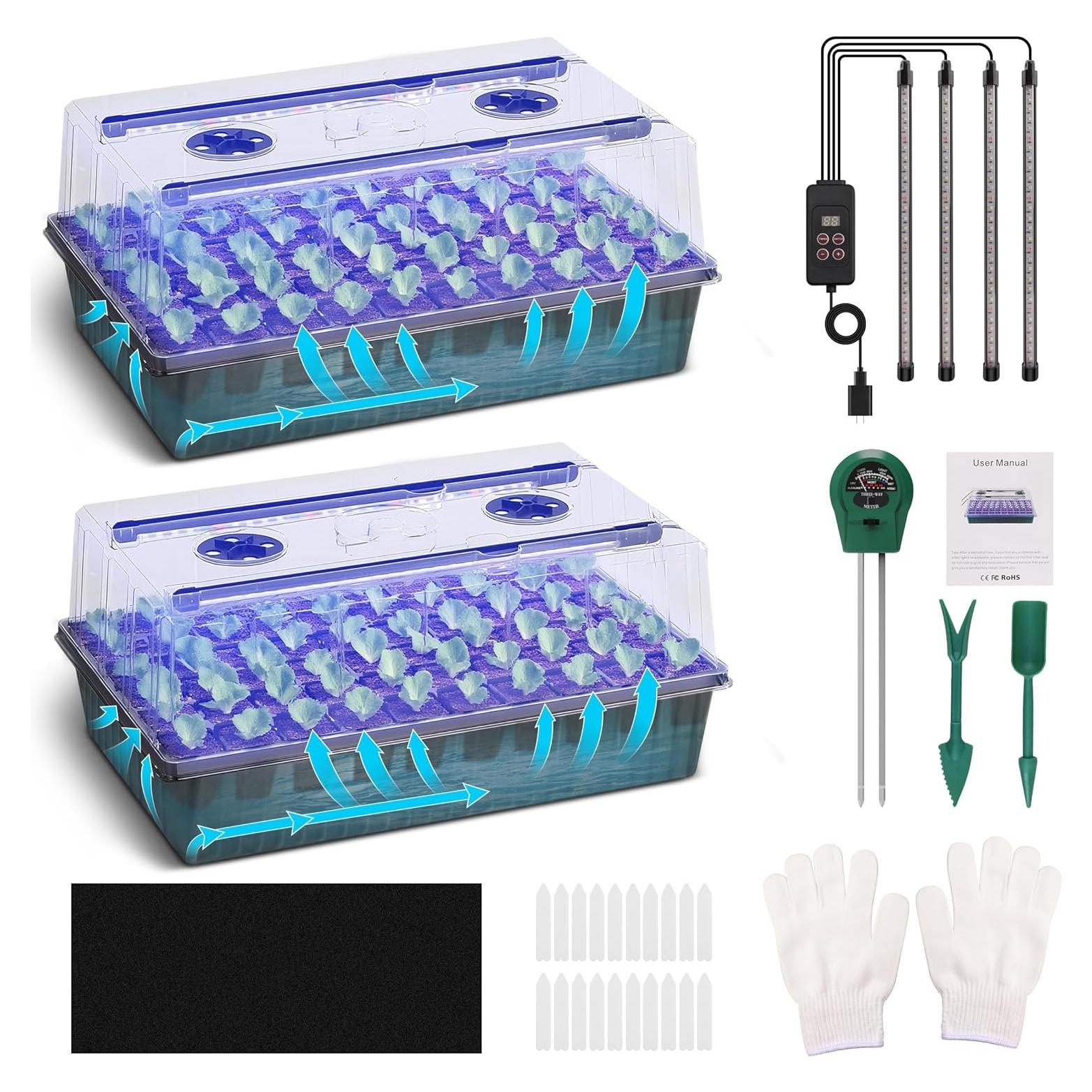 Bandeja de Inicio de Semillas Yewhick 120 Celdas con Luz LED