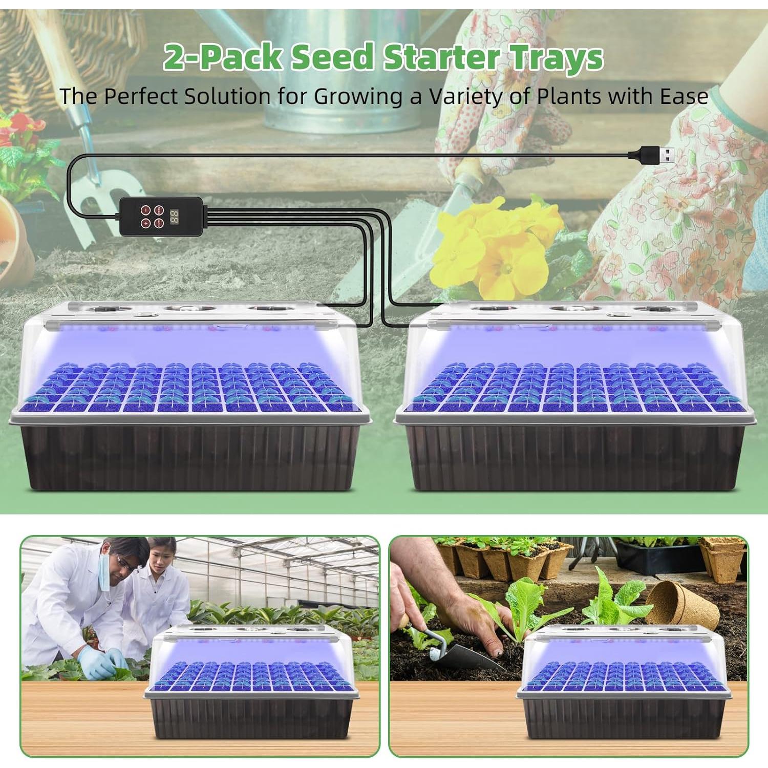 Bandeja de Inicio de Semillas Yewhick 120 Celdas con Luz LED