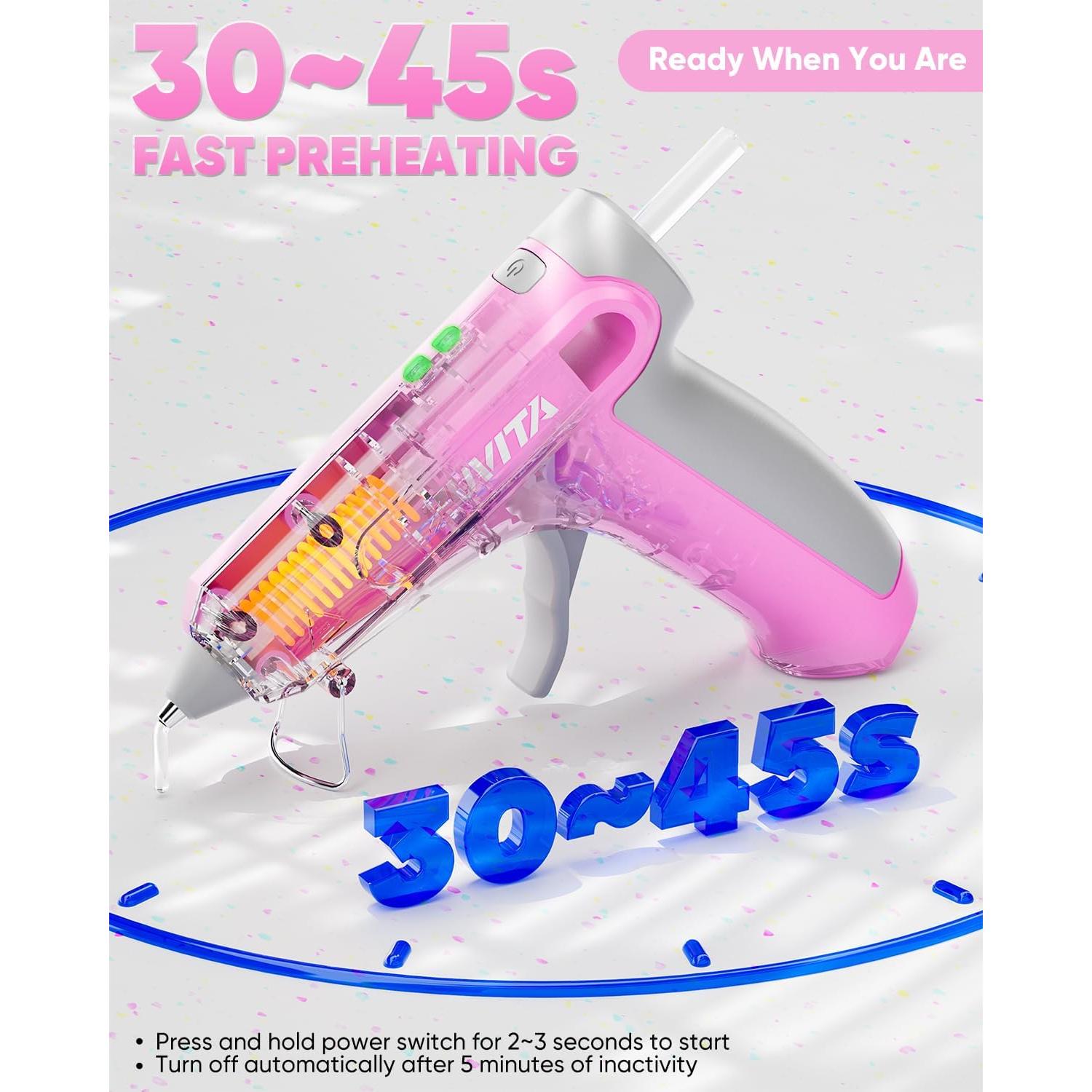 Pistola de Pegamento Caliente Inalámbrica EZUVITA 4V Rosa