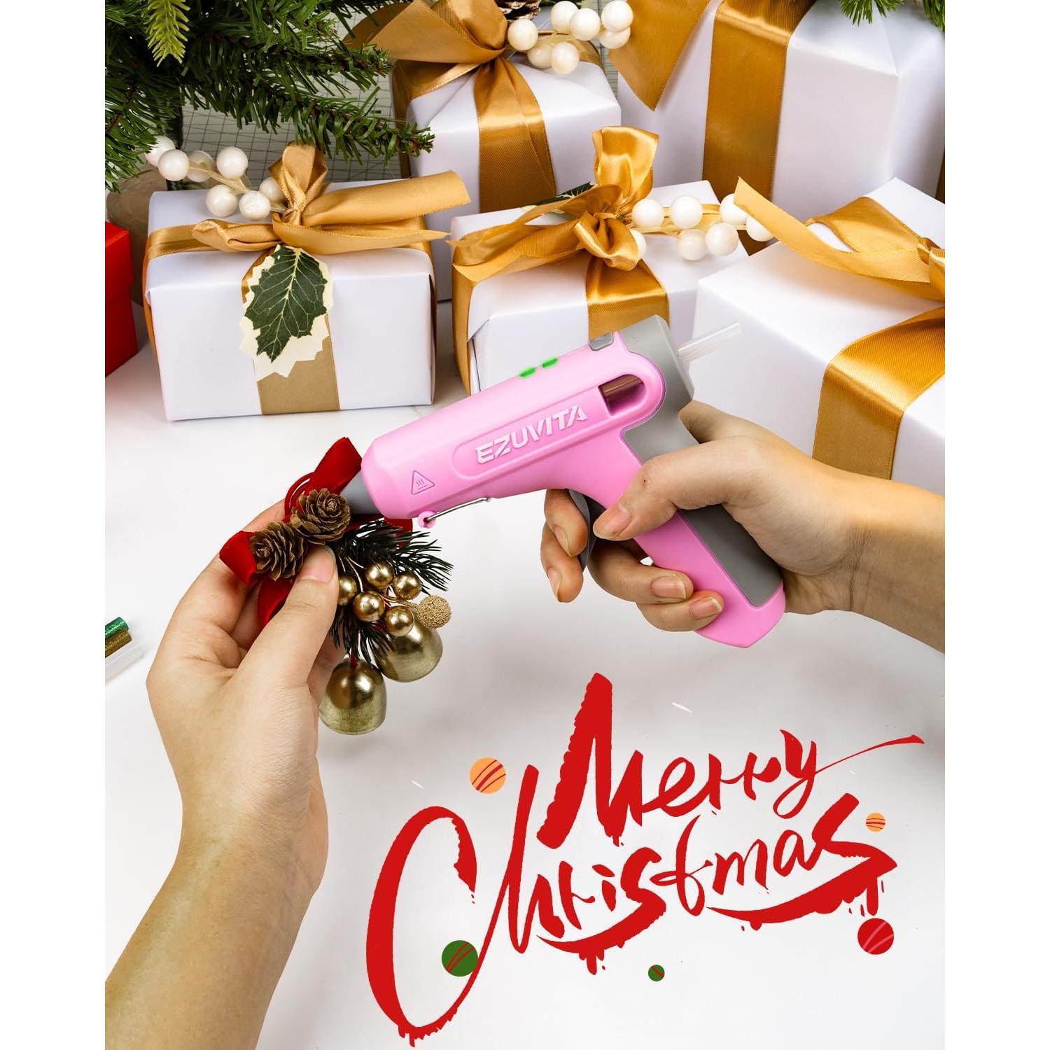 Pistola de Pegamento Caliente Inalámbrica EZUVITA 4V Rosa