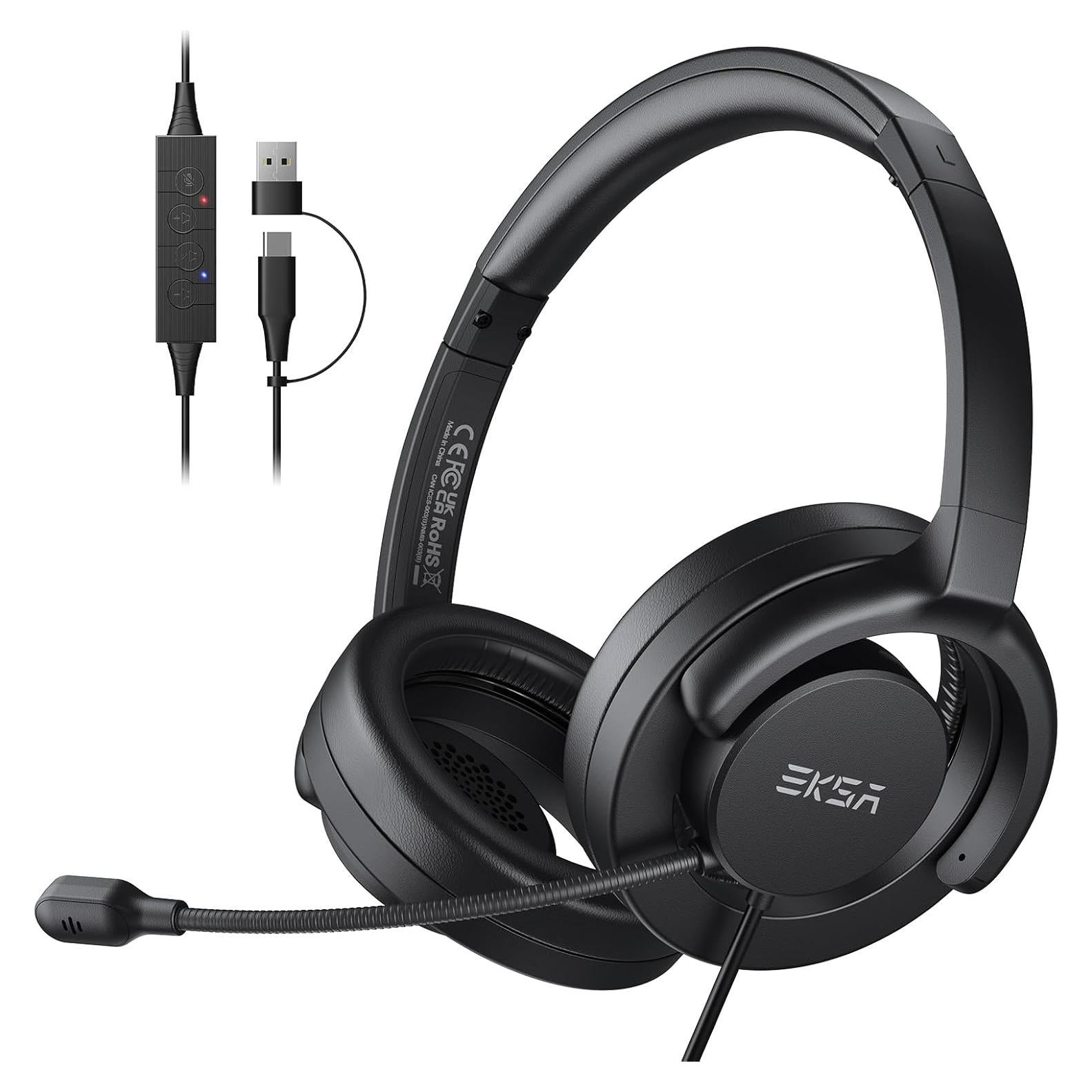 Auriculares USB EKSA H27 con Micrófono y Cancelación de Ruido