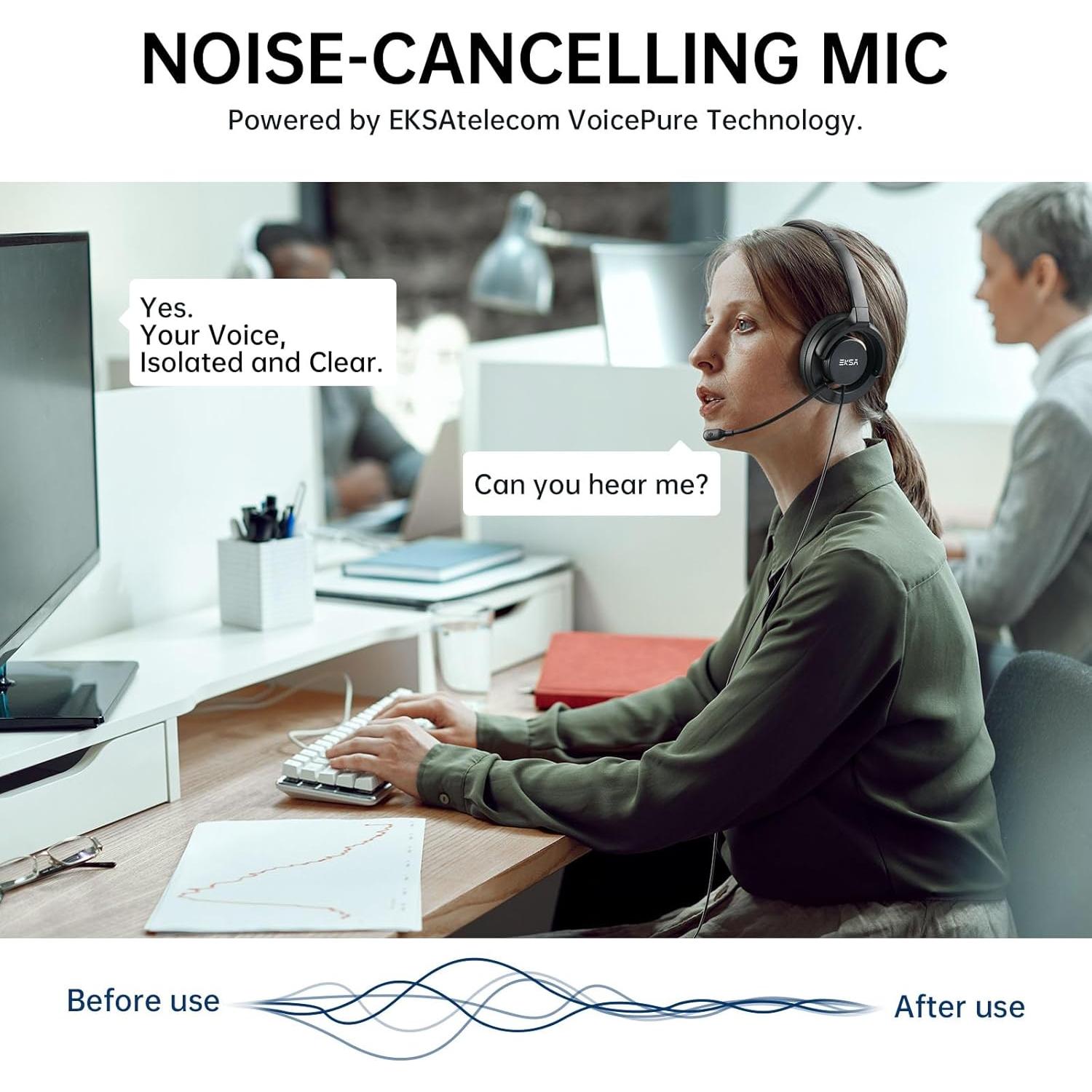 Auriculares USB EKSA H27 con Micrófono y Cancelación de Ruido