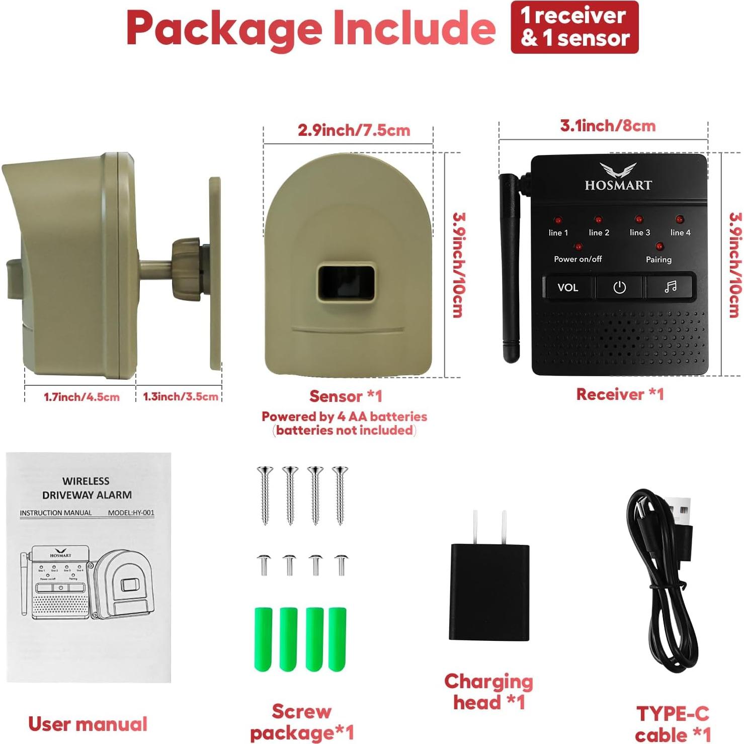 Sistema de Alarma Inalámbrico HOSMART 800m con Sensor Exterior