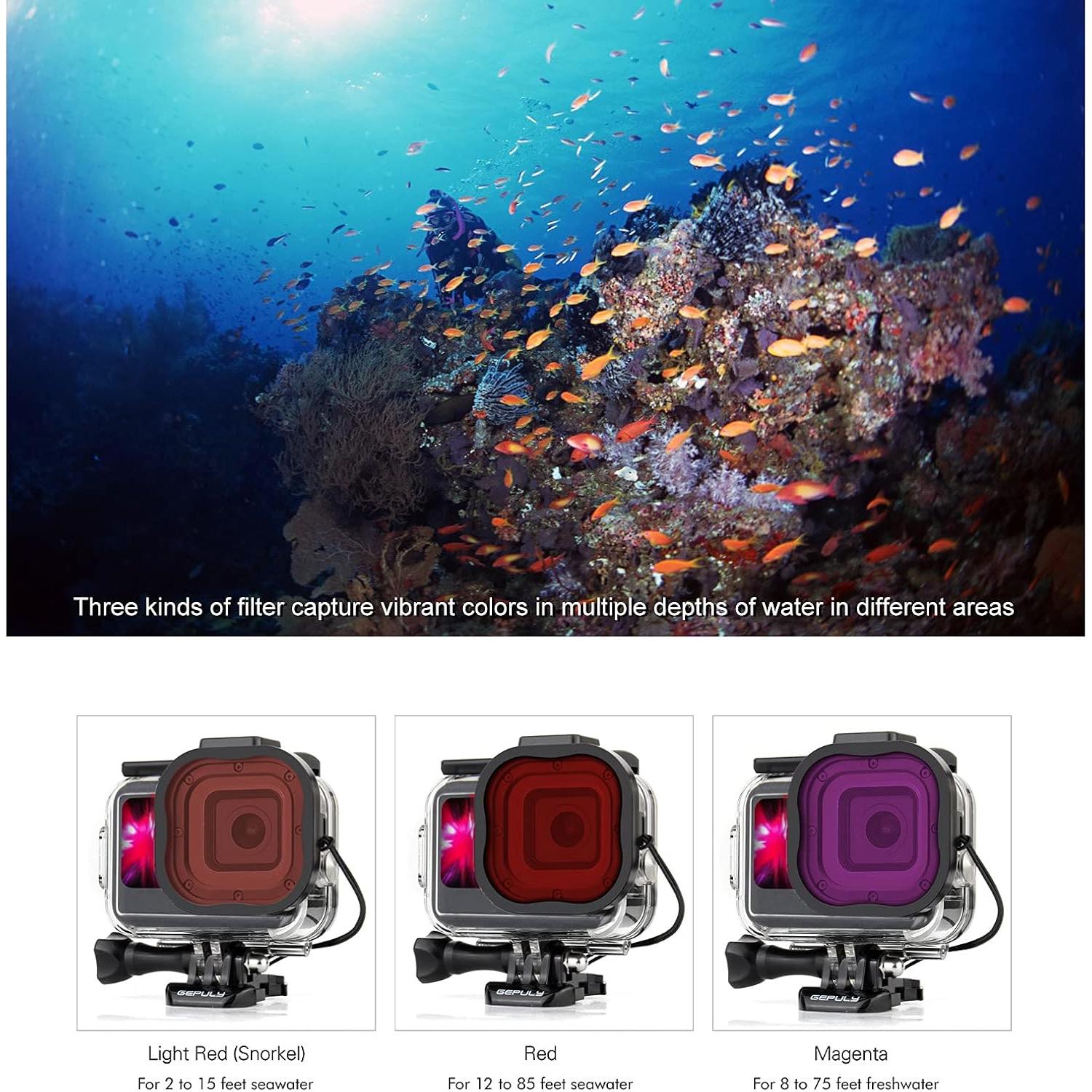 Funda Impermeable GEPULY con Filtros para GoPro Hero 13-9