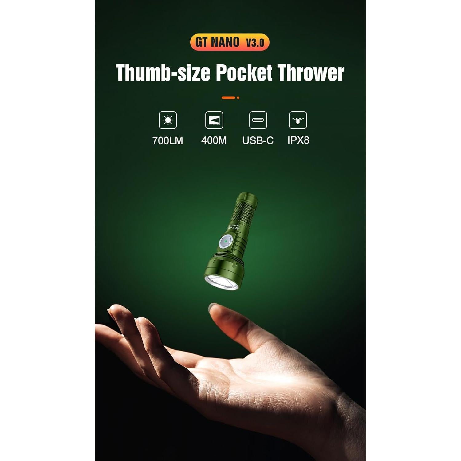 Linterna de Llavero LUMINTOP GT Nano 700 Lúmenes Verde