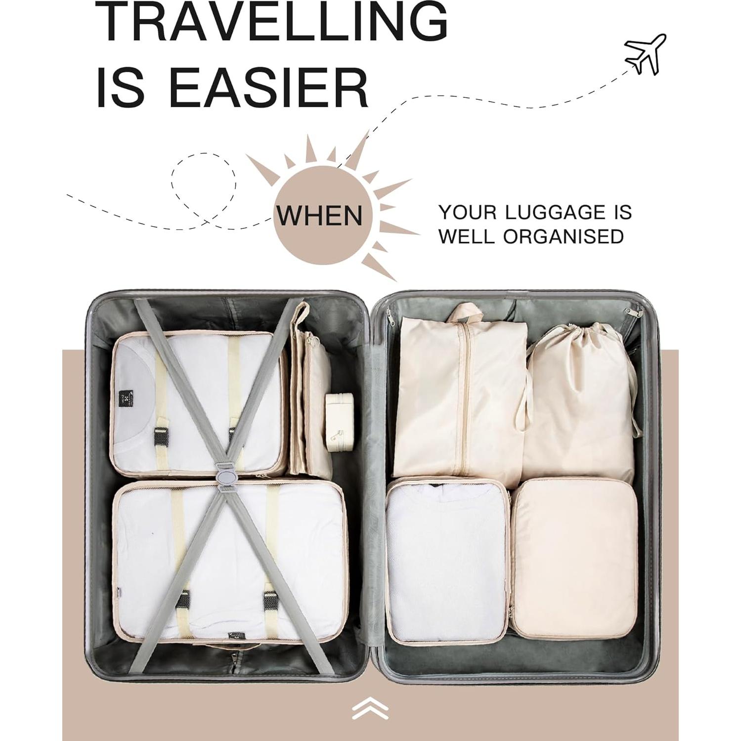 Juego de Cubos de Empaque TRAILKICKER 9 Piezas Beige