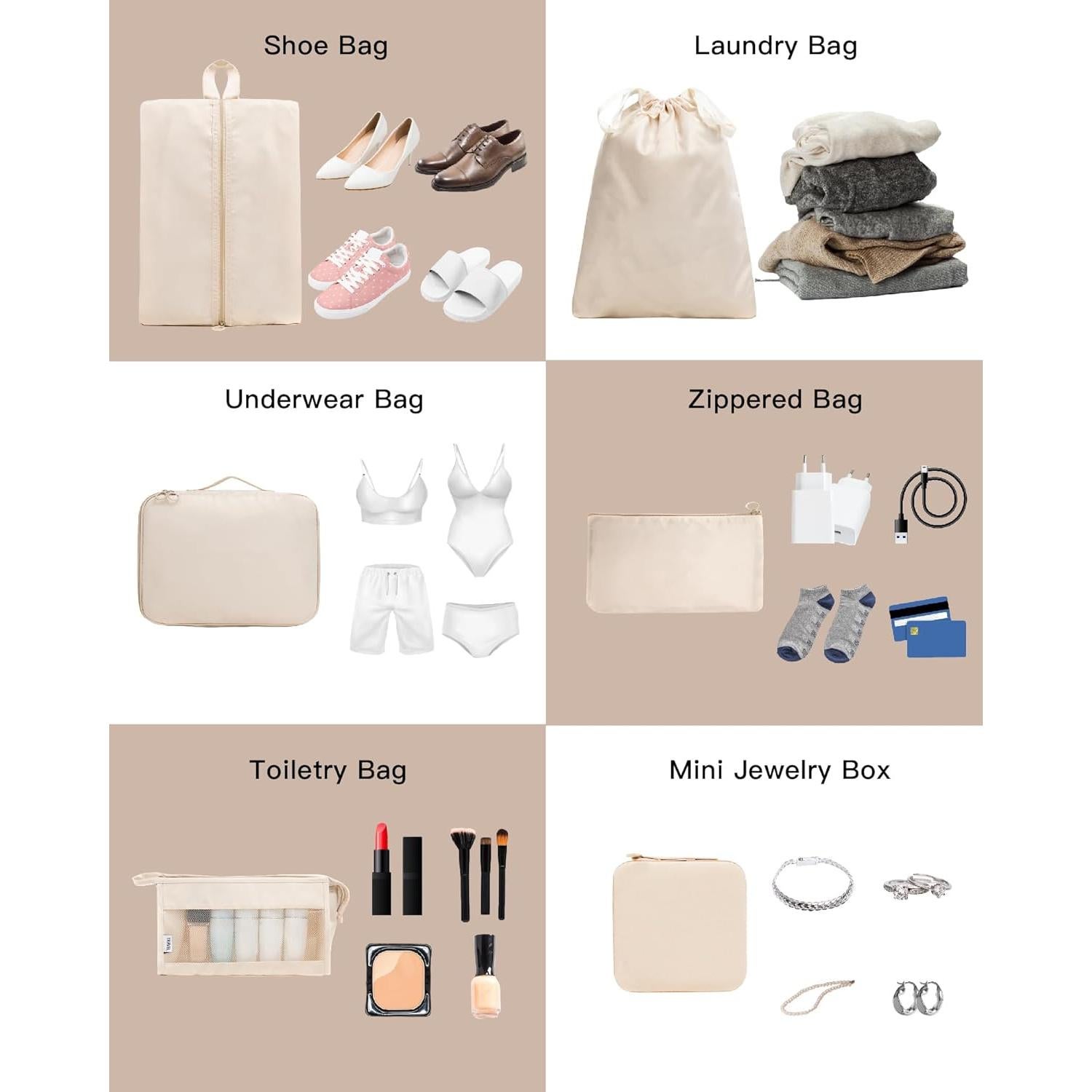 Juego de Cubos de Empaque TRAILKICKER 9 Piezas Beige