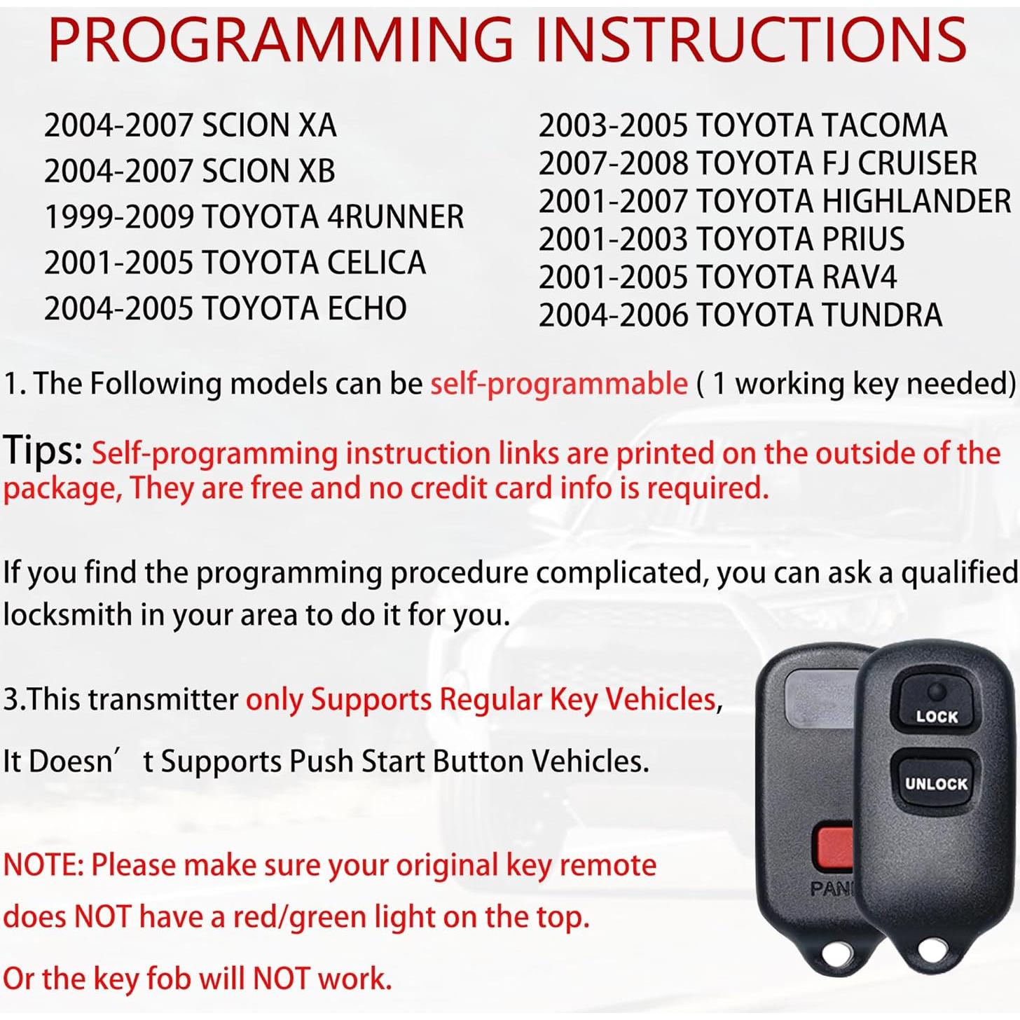 Control Remoto MechanMagic para Toyota 1999-2009 - 2 Piezas