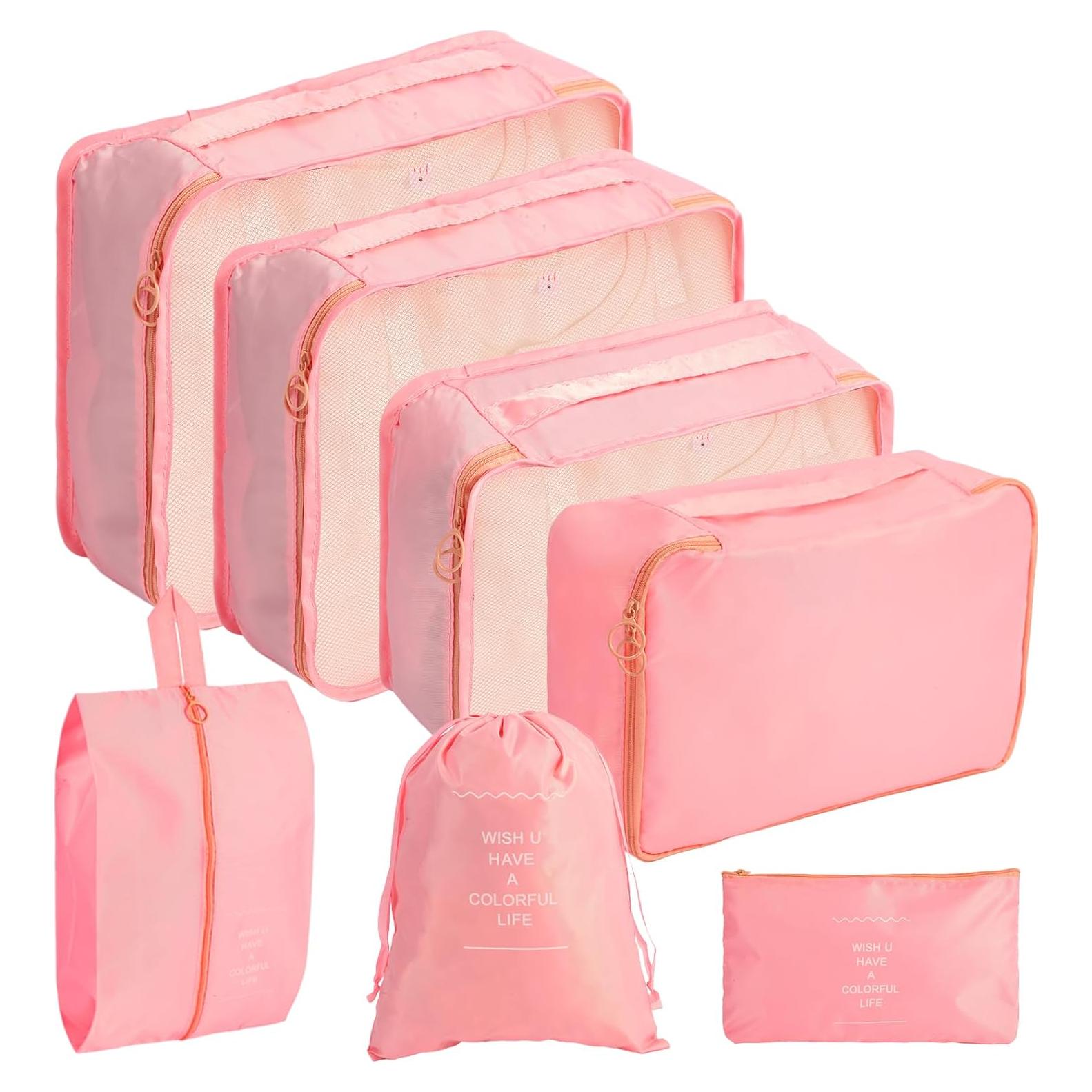 Juego de 7 Cubos de Empaque SECALIFE Rosa para Viaje