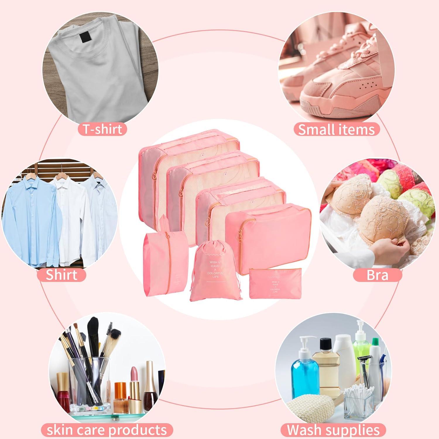 Juego de 7 Cubos de Empaque SECALIFE Rosa para Viaje