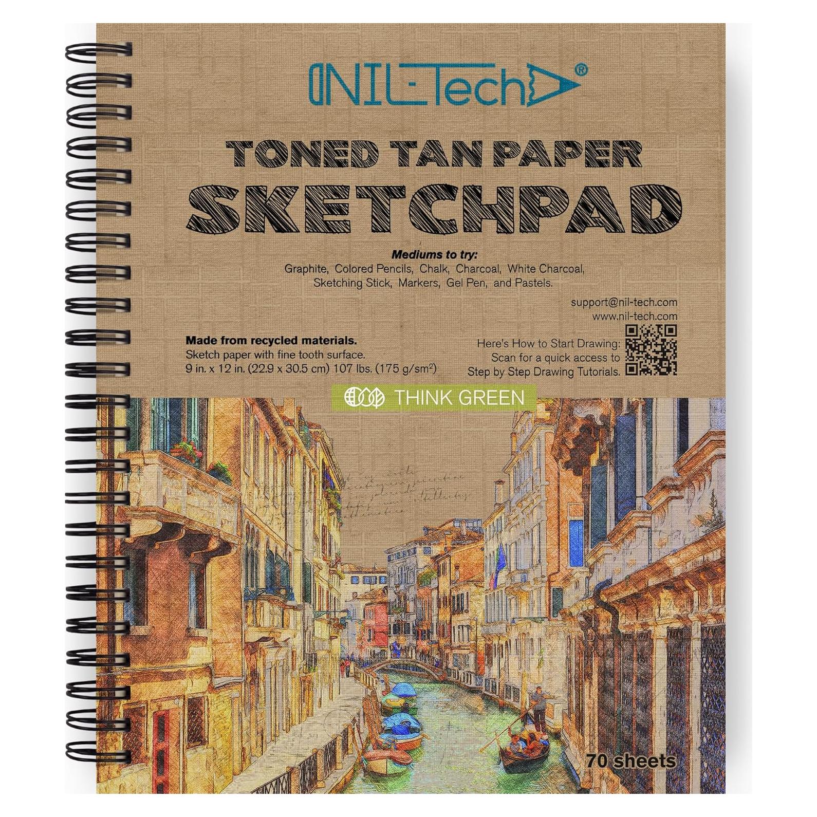 Cuaderno de Dibujo Espiral NIL Tech 70 Hojas Papel Marrón 30x22cm