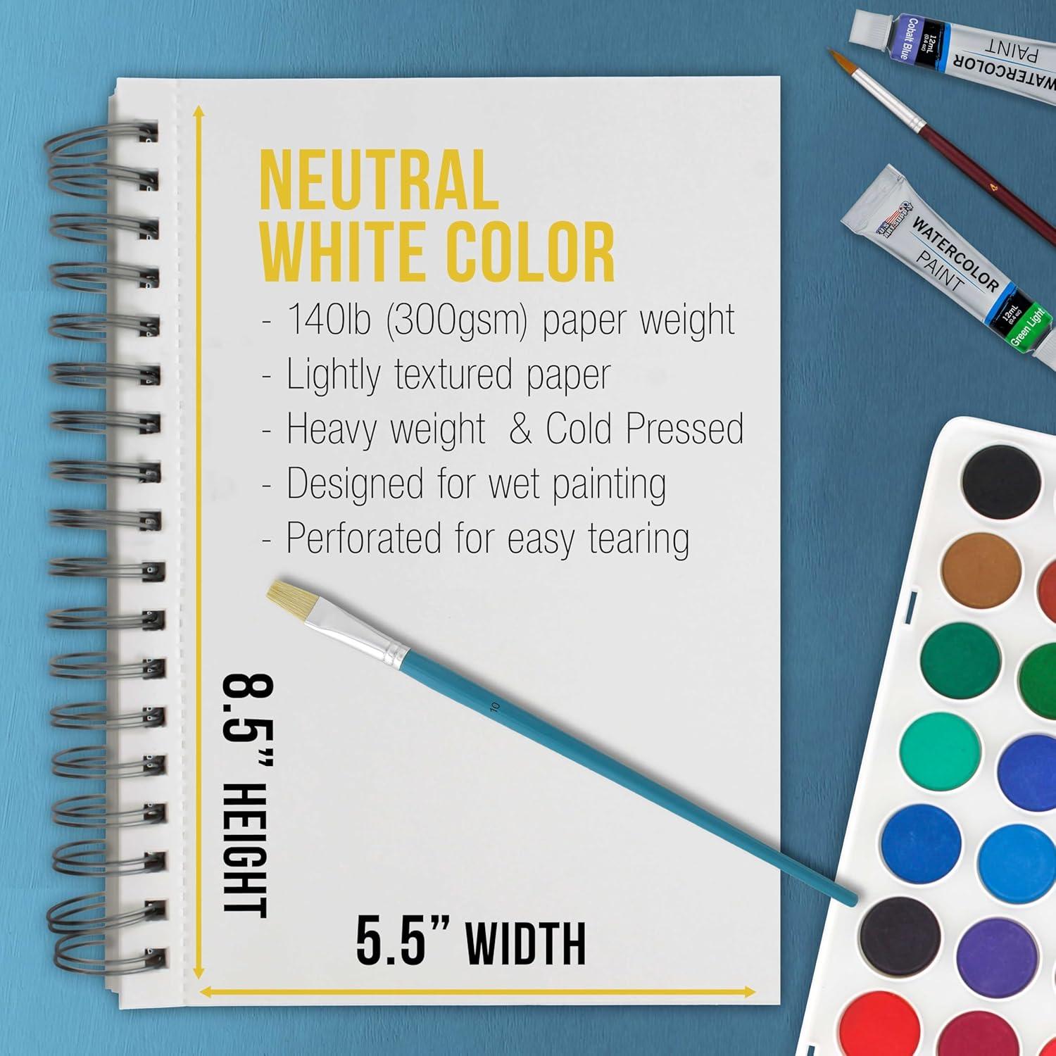 Bloc de Papel Acuarela Premium Suministro de Arte 14x21.6cm 3 Unidades