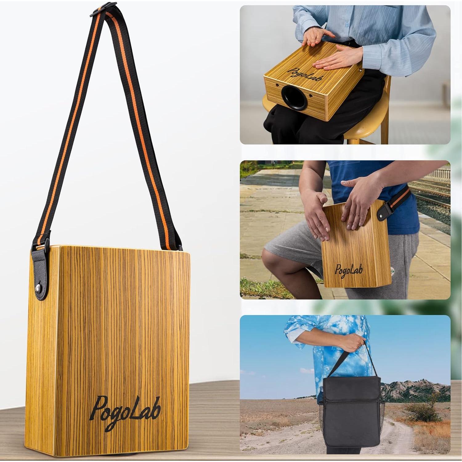 Cajón de viaje POGOLAB de madera con correa y bolsa