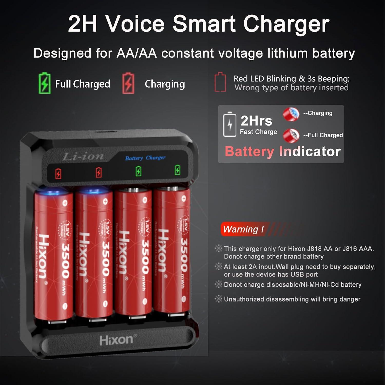 Baterías recargables AA Hixon 3500mWh 8 unidades con cargador