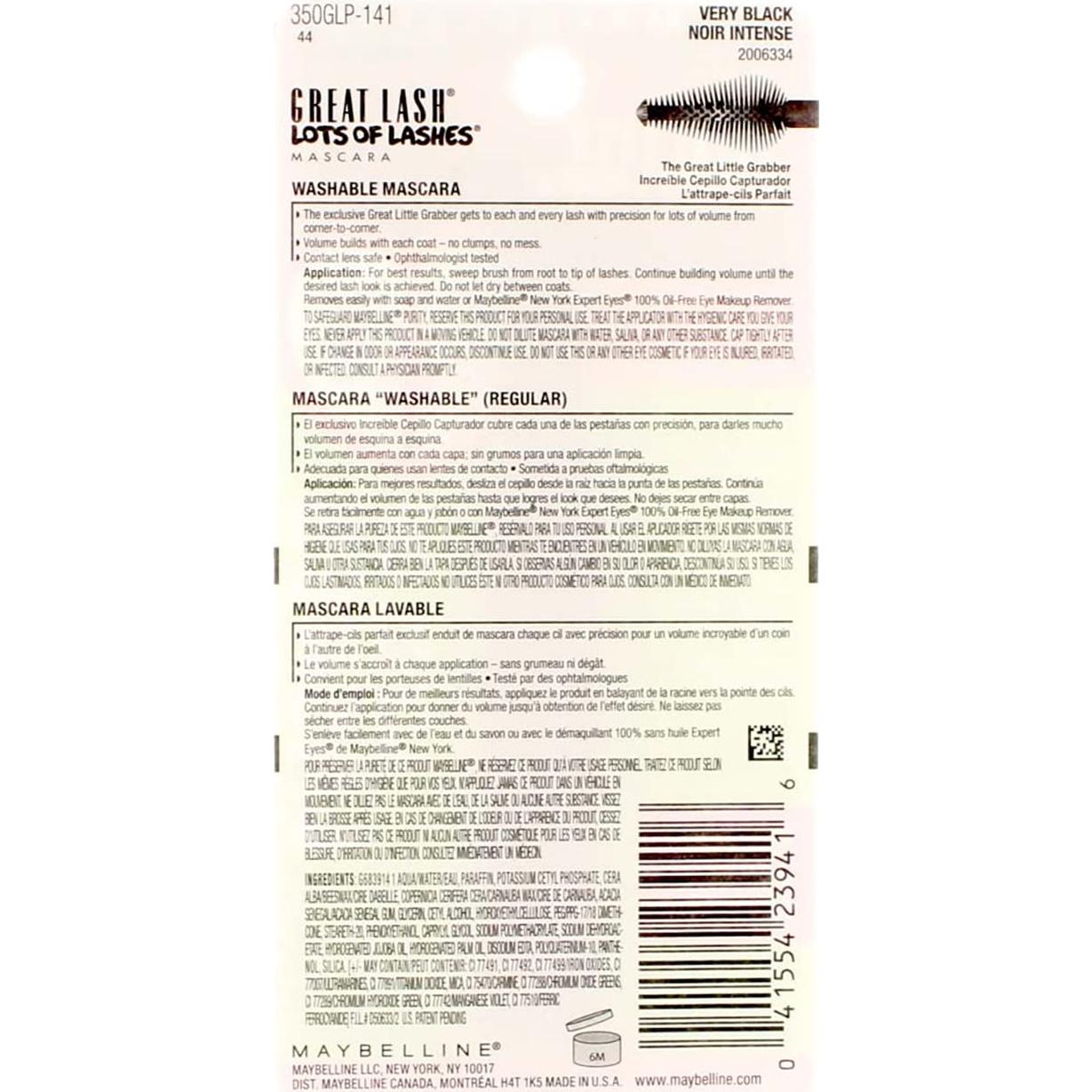 Máscara Lavable Maybelline Gran Pestaña Muy Negra 3 Unidades